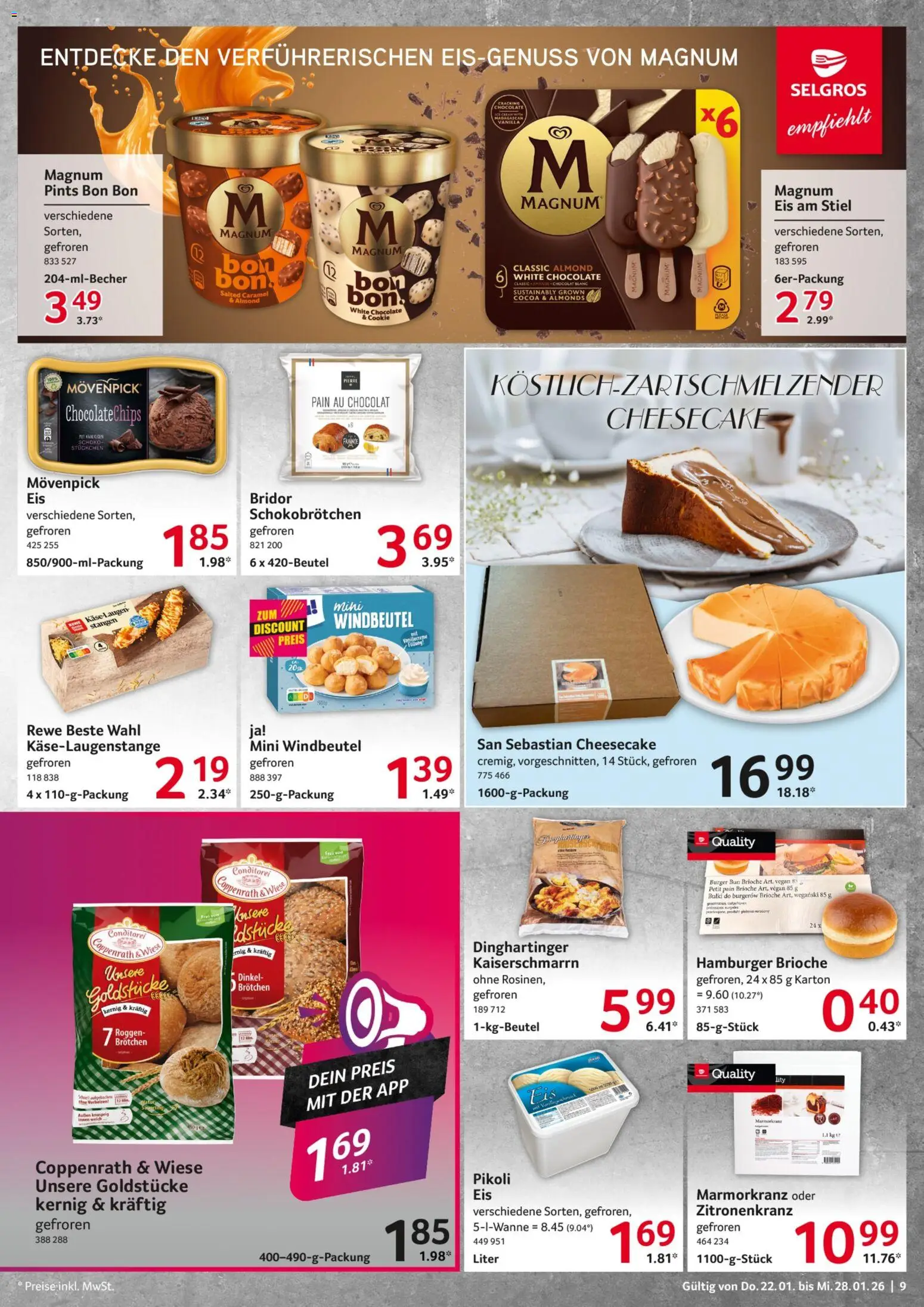 Selgros Prospekt 	 – gültig ab 22.01.2026 | Seite: 9 | Produkte: Burger, Burger bun, Eis