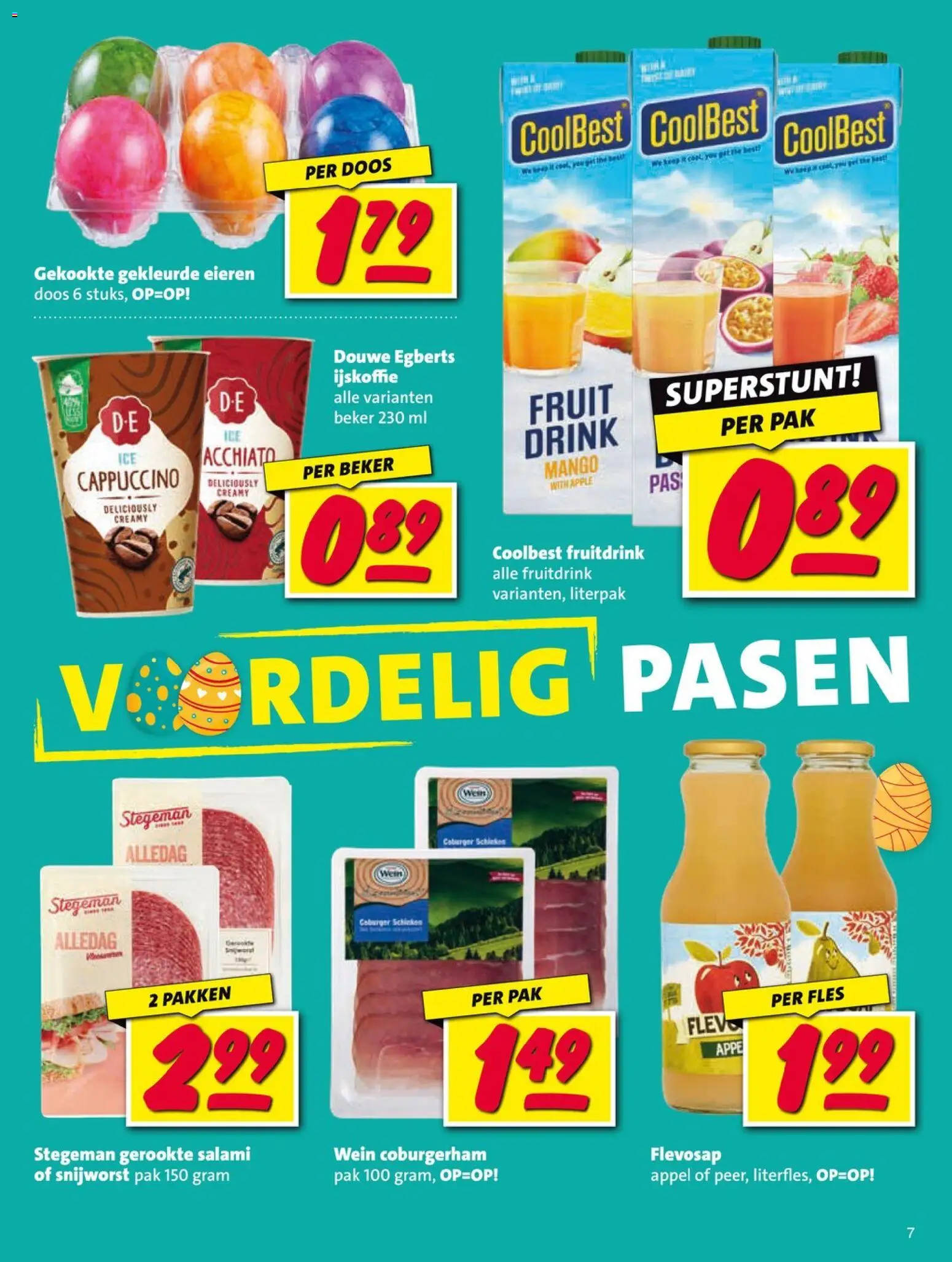 {H1} | Pagina: 7 | Producten: Eieren, Salami, Fruit, Ijskoffie