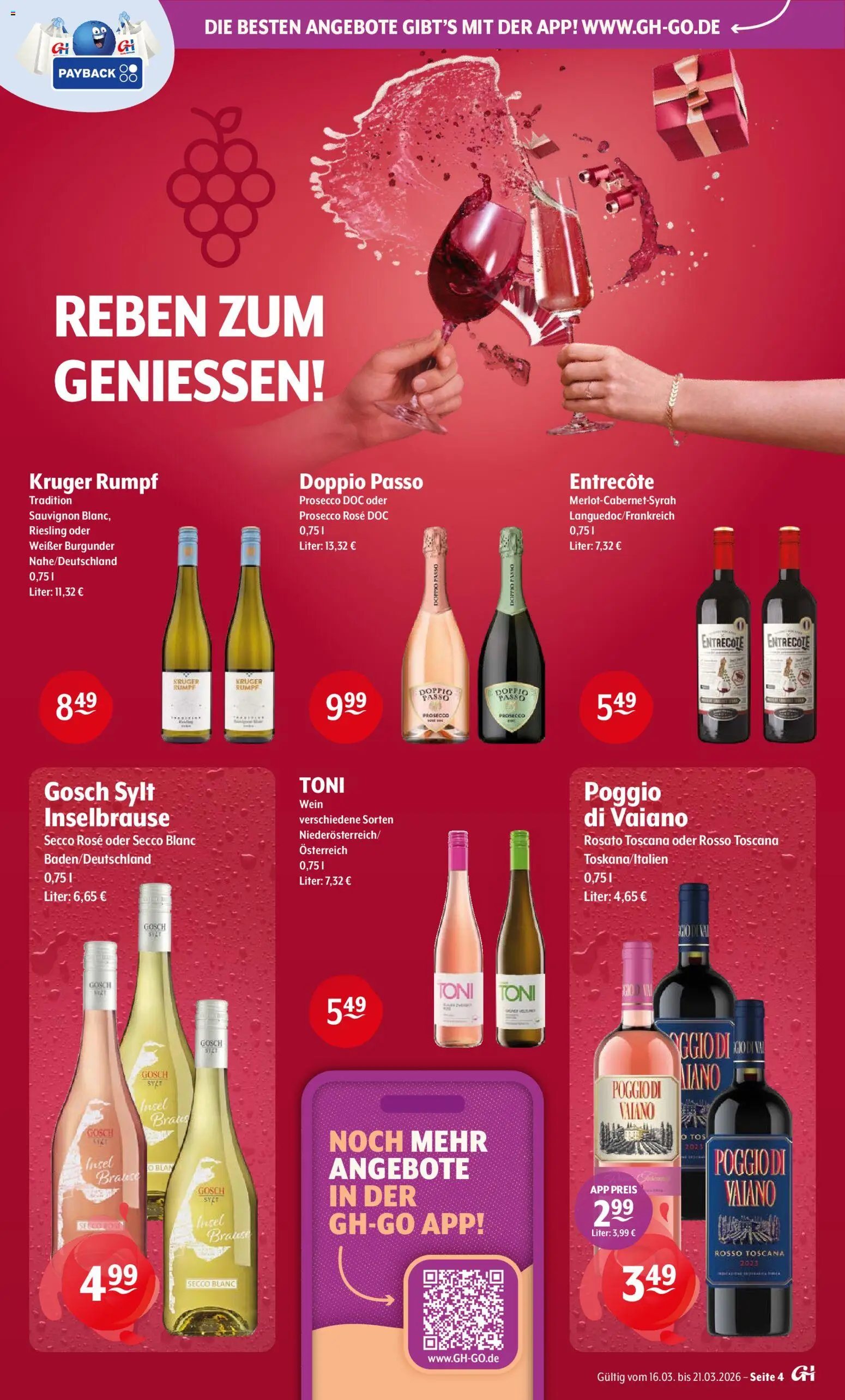 Getränke Hoffmann - Berlin – gültig ab 16.03.2026 | Seite: 4 | Produkte: Entrecote, Prosecco, Doppio Passo, Wein