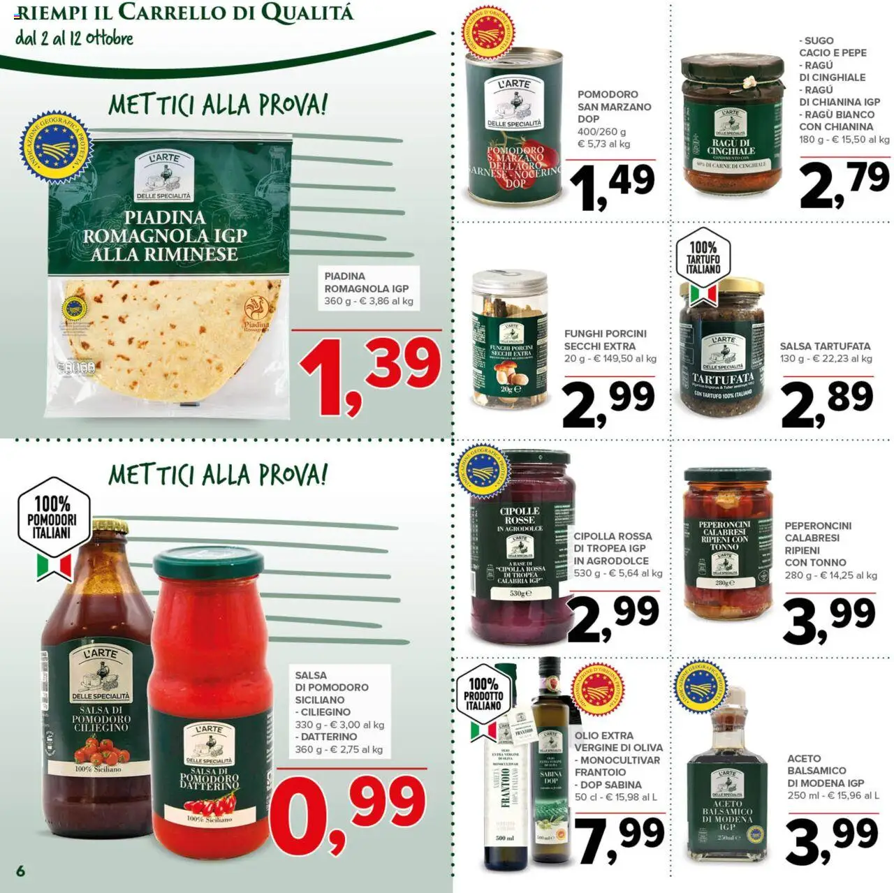 Volantino Todis del 02.10.2025 | Pagina: 6 | Prodotti: Tartufo, Salsa, Funghi, Piadina
