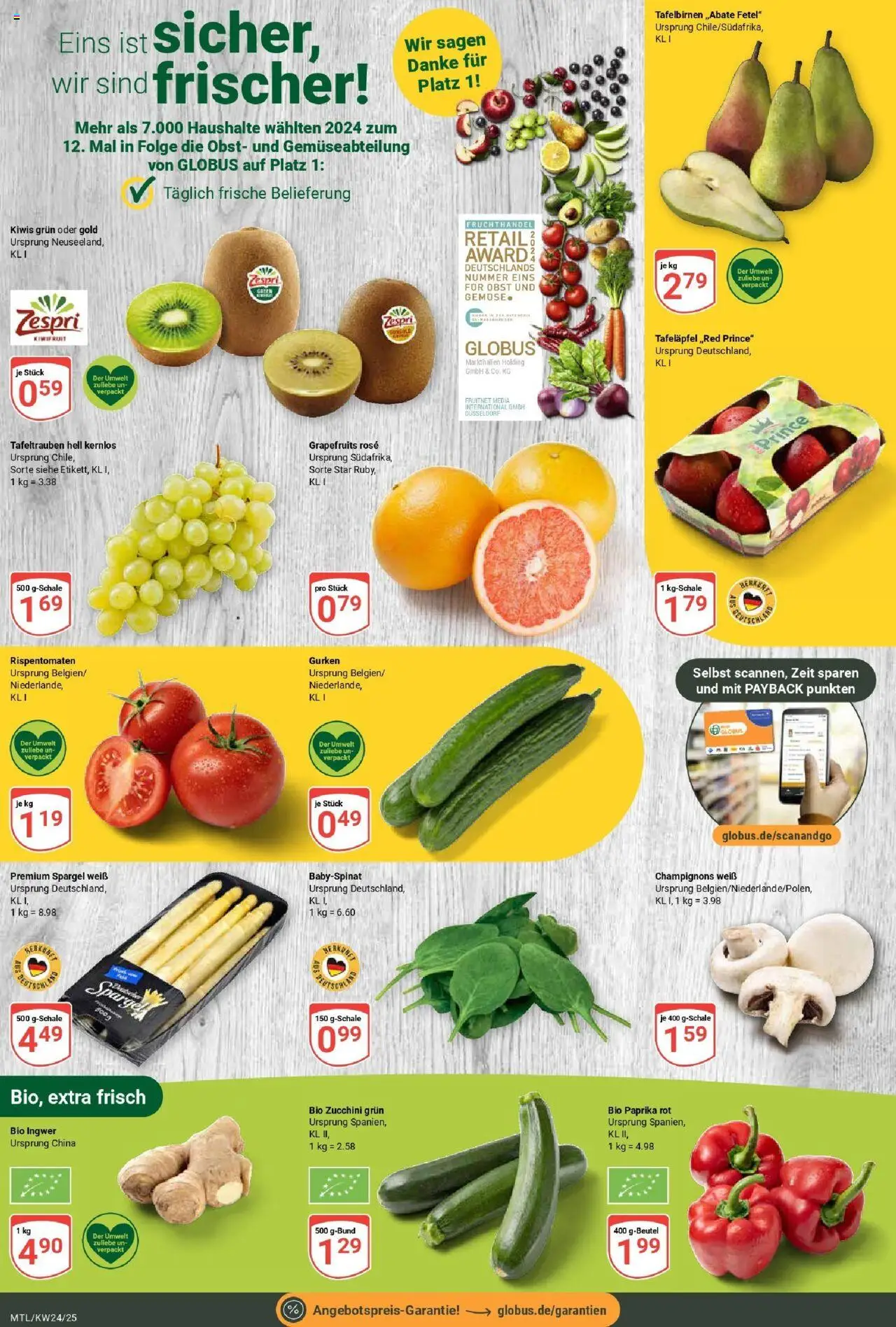 Globus prospekt Maintal-Dörnigheim	 - gültig ab dem 08.06.2025 | Seite: 7 | Produkte: Paprika rot, Spargel, Gemüse, Zucchini