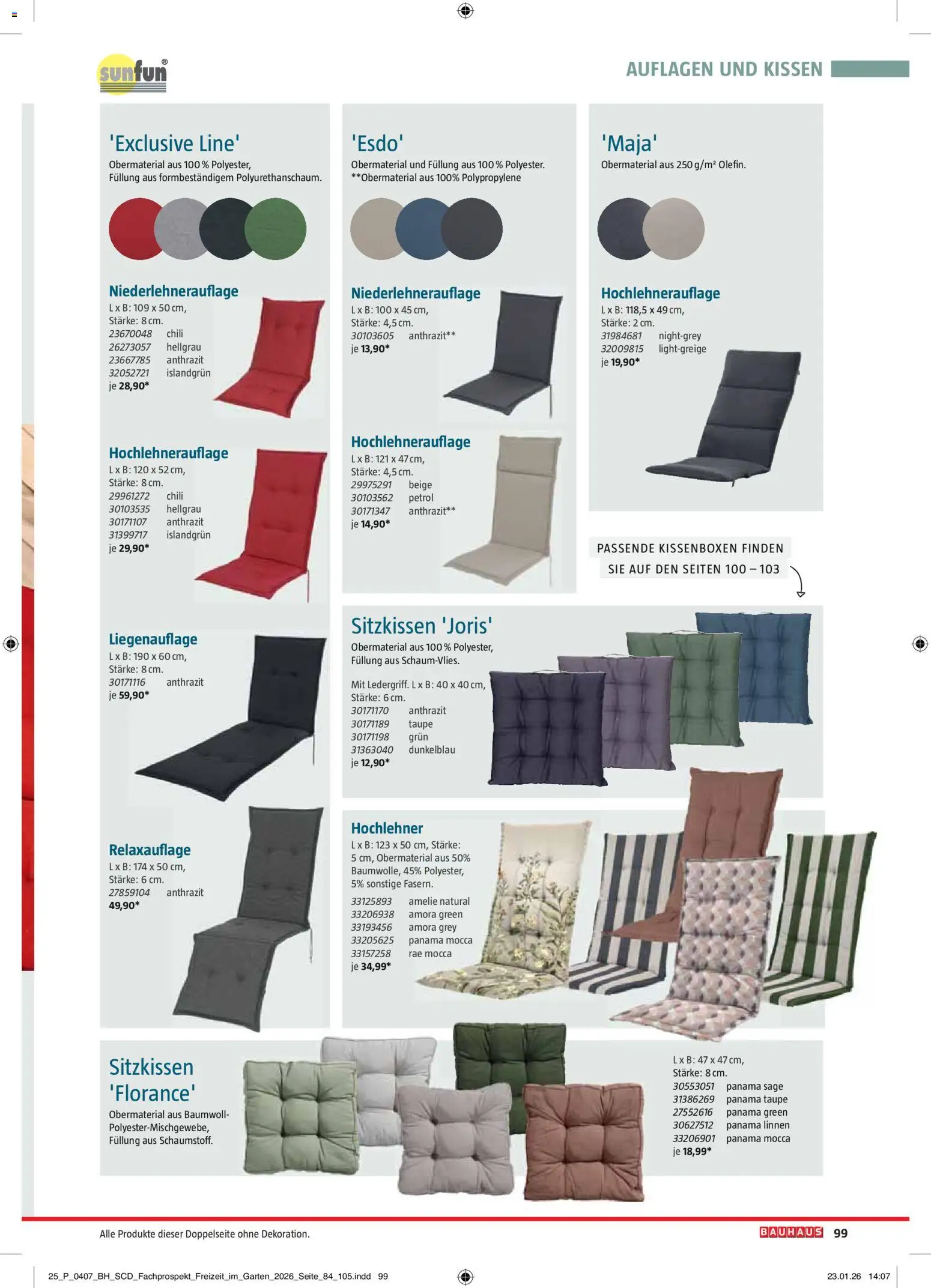 Bauhaus Freizeit im Garten gültig ab 01.05.2026 | Seite: 99 | Produkte: Chili, Kissen