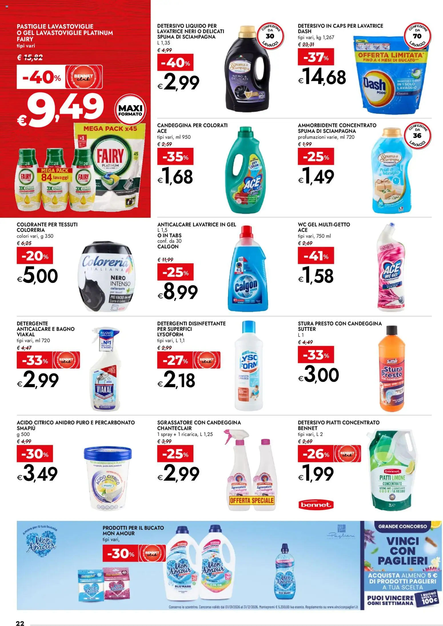 Volantino bennet del 07.04.2026 | Pagina: 22 | Prodotti: Candeggina, Limone, Lavatrice, Bagno