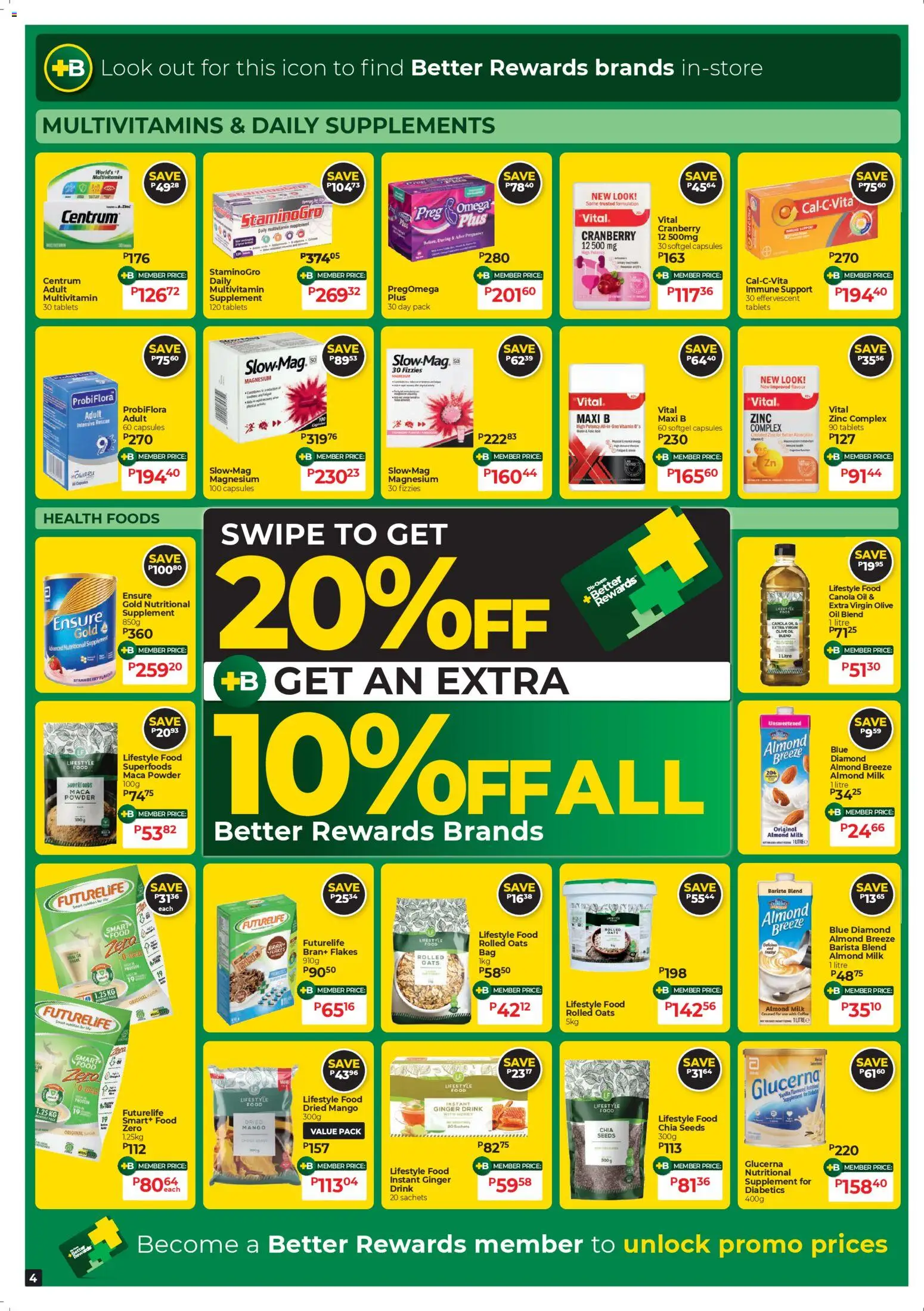 New Dis-Chem catalogue – valid from 21.10.2025 | Page: 4 | Products: Multivitamins, Powder, Mango, Supplements