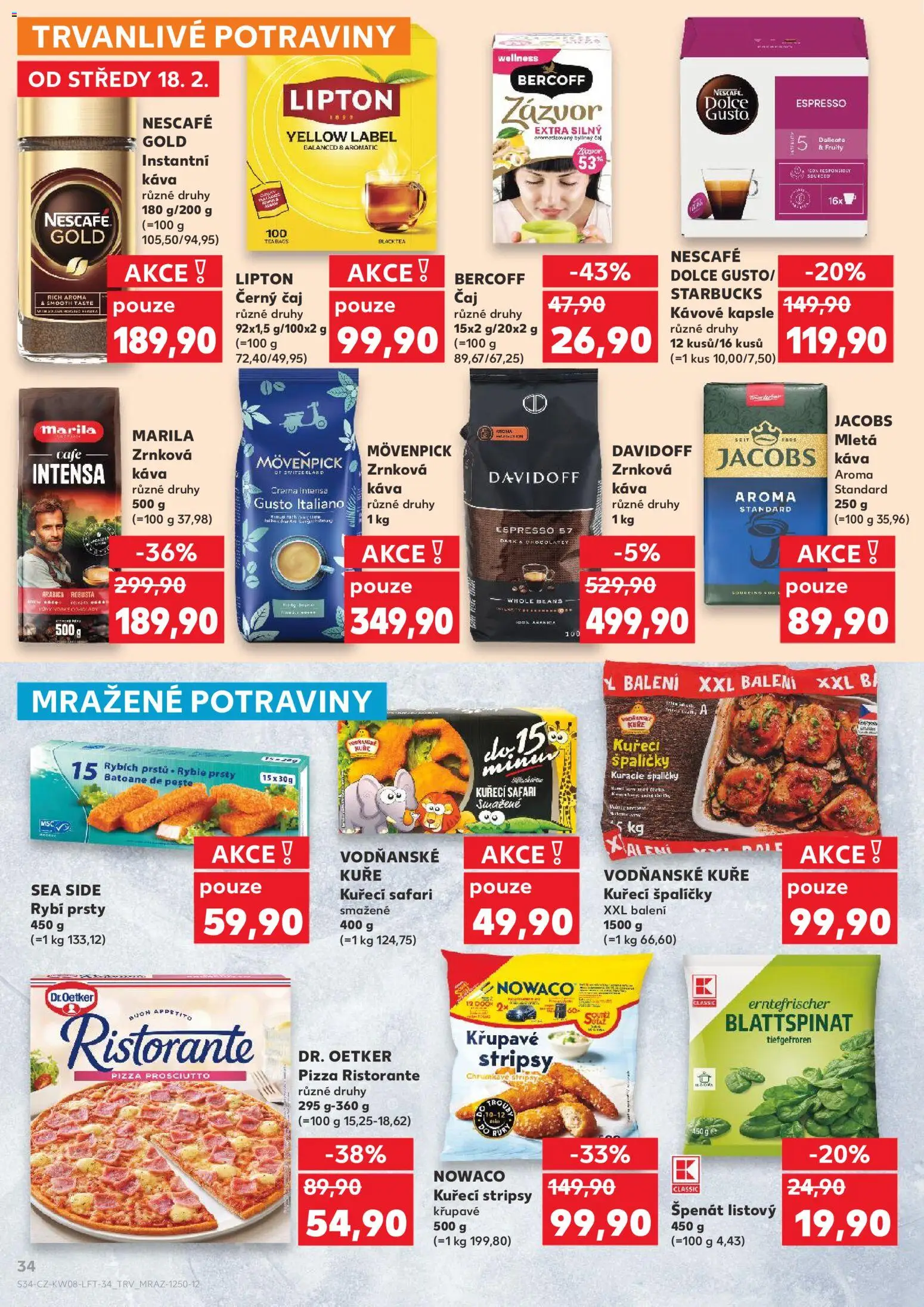 Kaufland leták - Kolín od 18.02.2026 | Strana: 34 | Produkty: Špenát, Nescafé, Zázvor, Mletá káva