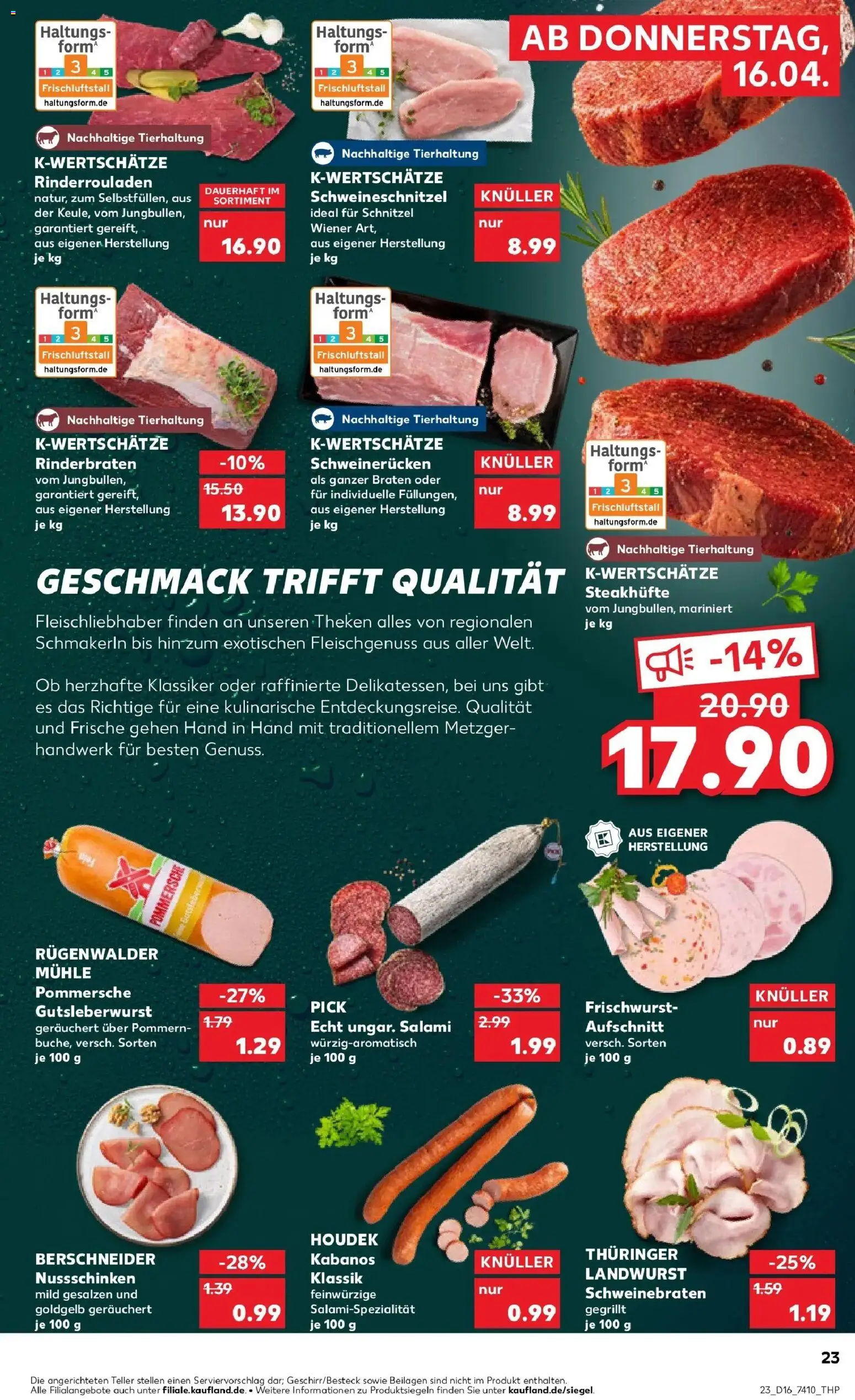 Kaufland Prospekt Braunschweig	 – gültig ab 16.04.2026 | Seite: 23 | Produkte: Rinderbraten, Mühle, Schnitzel, Schweinerucken