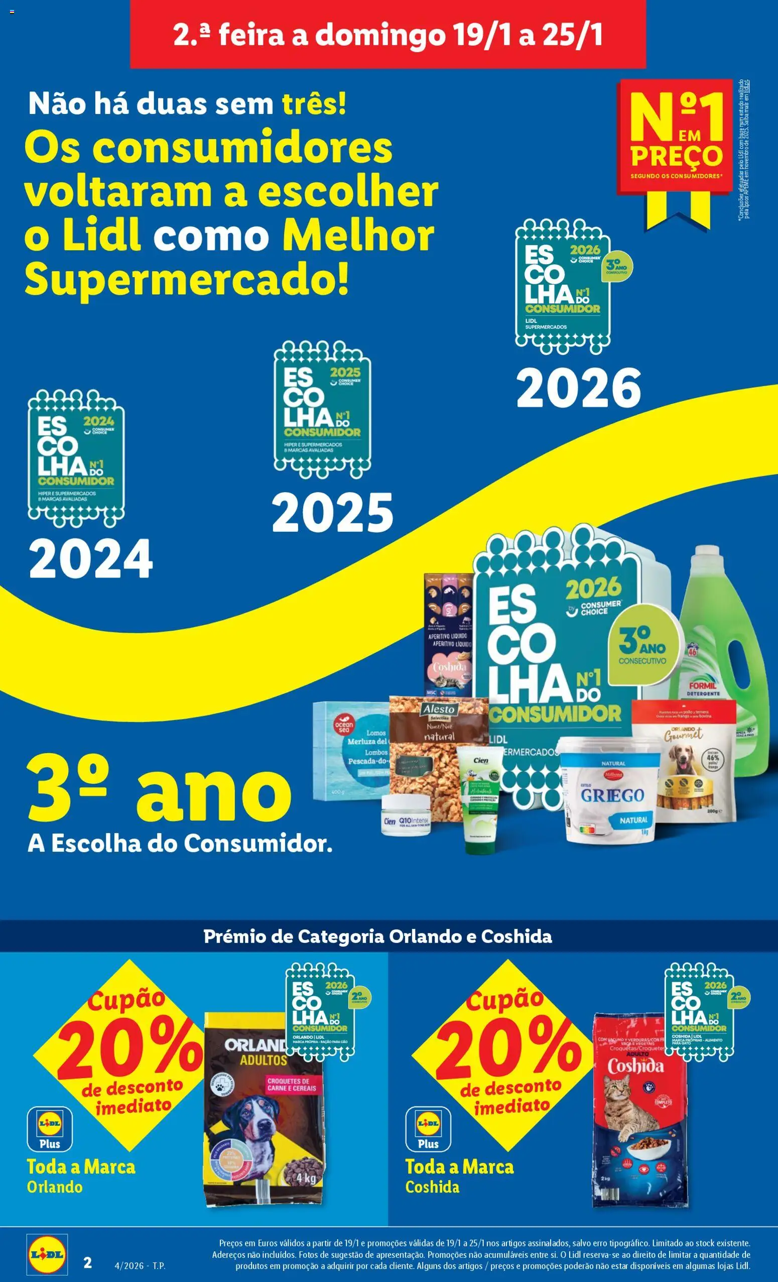 Lidl folheto │ válido de 19.01.2026 | Página: 2 | Produtos: Frango, Detergente, Iogurte, Carne