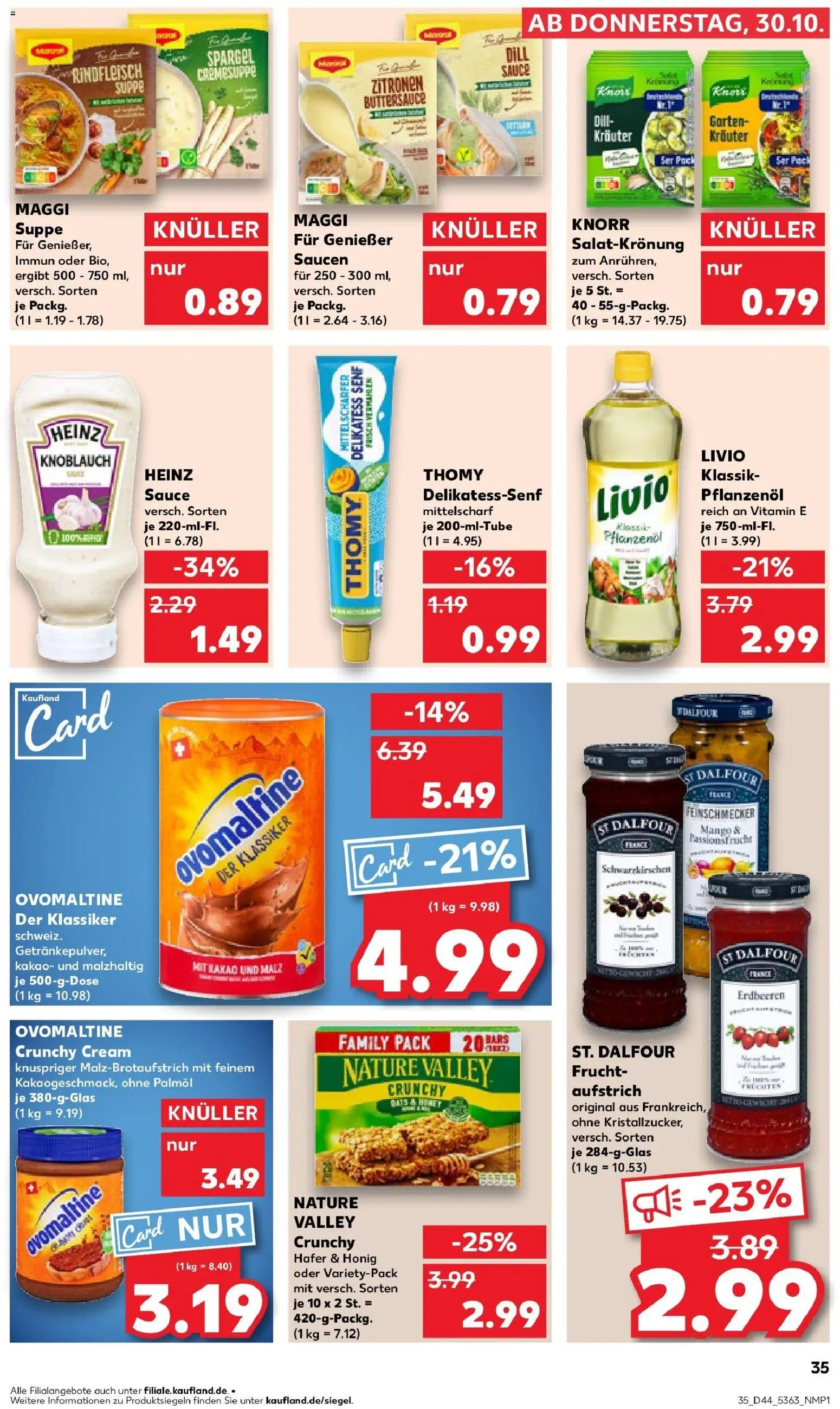 Kaufland prospekt Leverkusen	 – gültig ab 30.10.2025 | Seite: 35 | Produkte: Ovomaltine, Maggi, Dressing, Maggi suppe