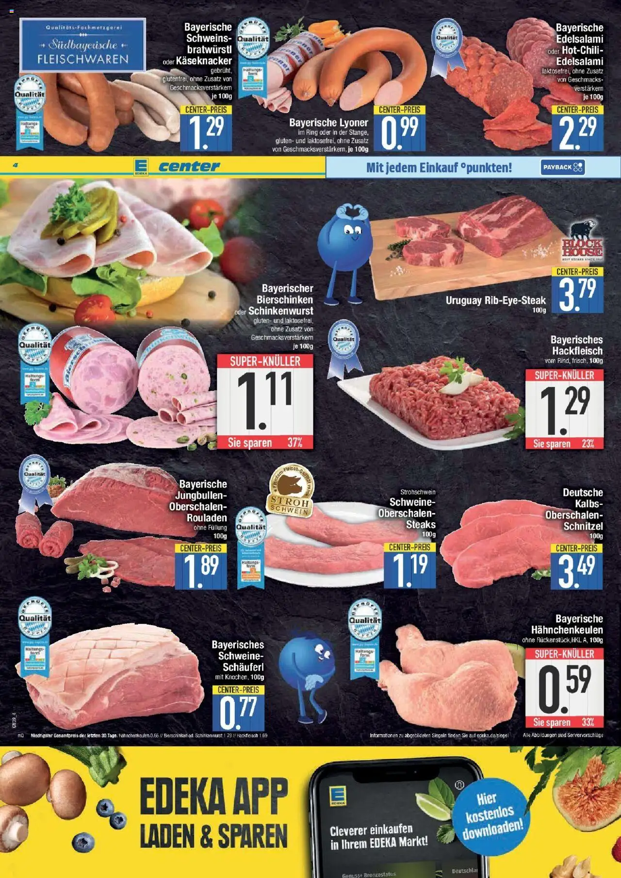 Edeka prospekt Weißenburg	 – gültig ab 21.09.2025 | Seite: 4 | Produkte: Schnitzel, Steak, Hackfleisch