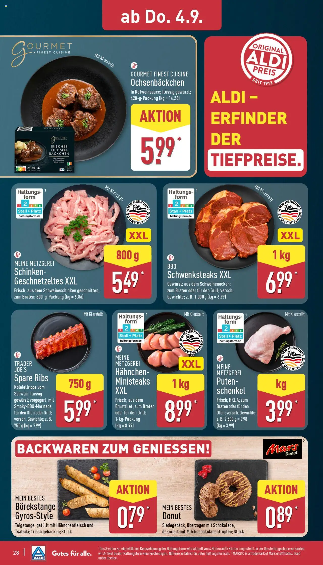 Aldi Prospekt 	 - gültig ab dem 01.09.2025 | Seite: 28 | Produkte: Ofen, Hahnchen, Mars, Schinken