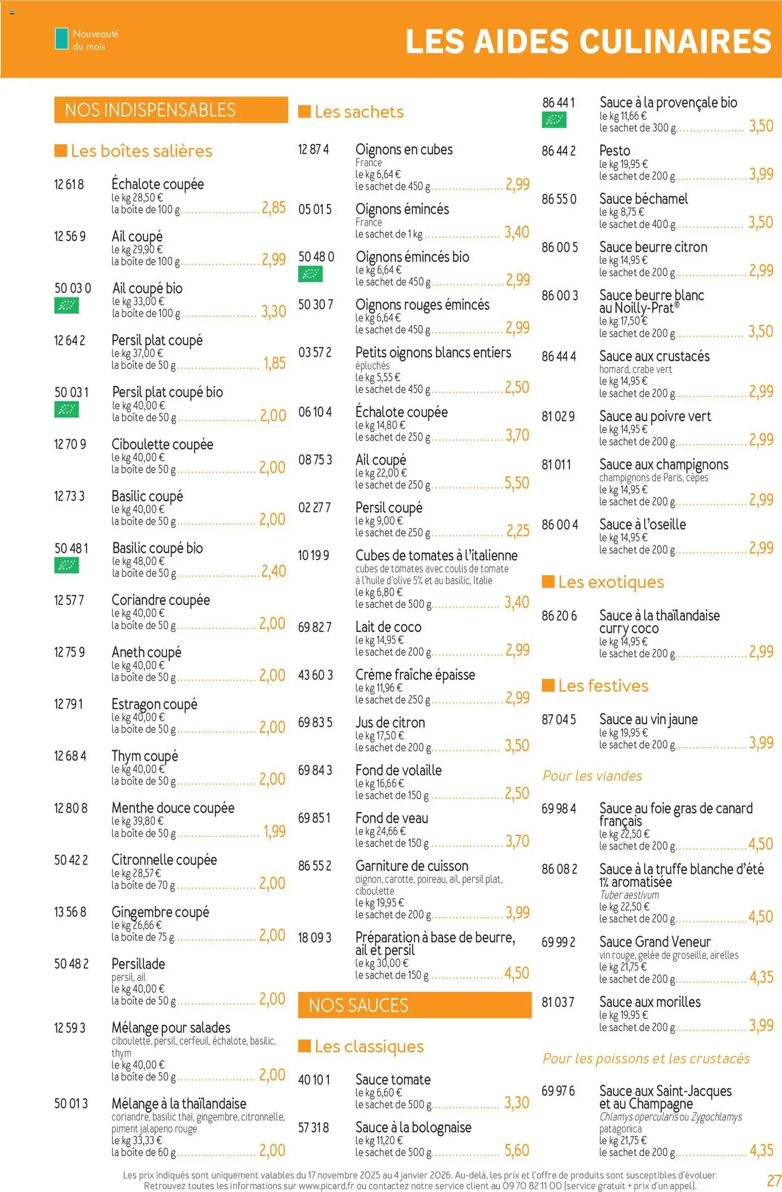 {H1} | Page: 27 | Produits: Poivre, Crème fraiche, Gelée, Crème