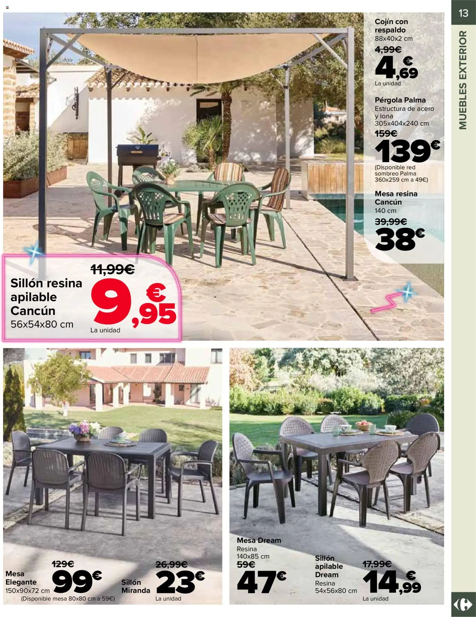 Carrefour Jardin │ válido desde el 14.04.2026 | Página: 13 | Productos: Muebles, Cojín, Sillón, Mesa