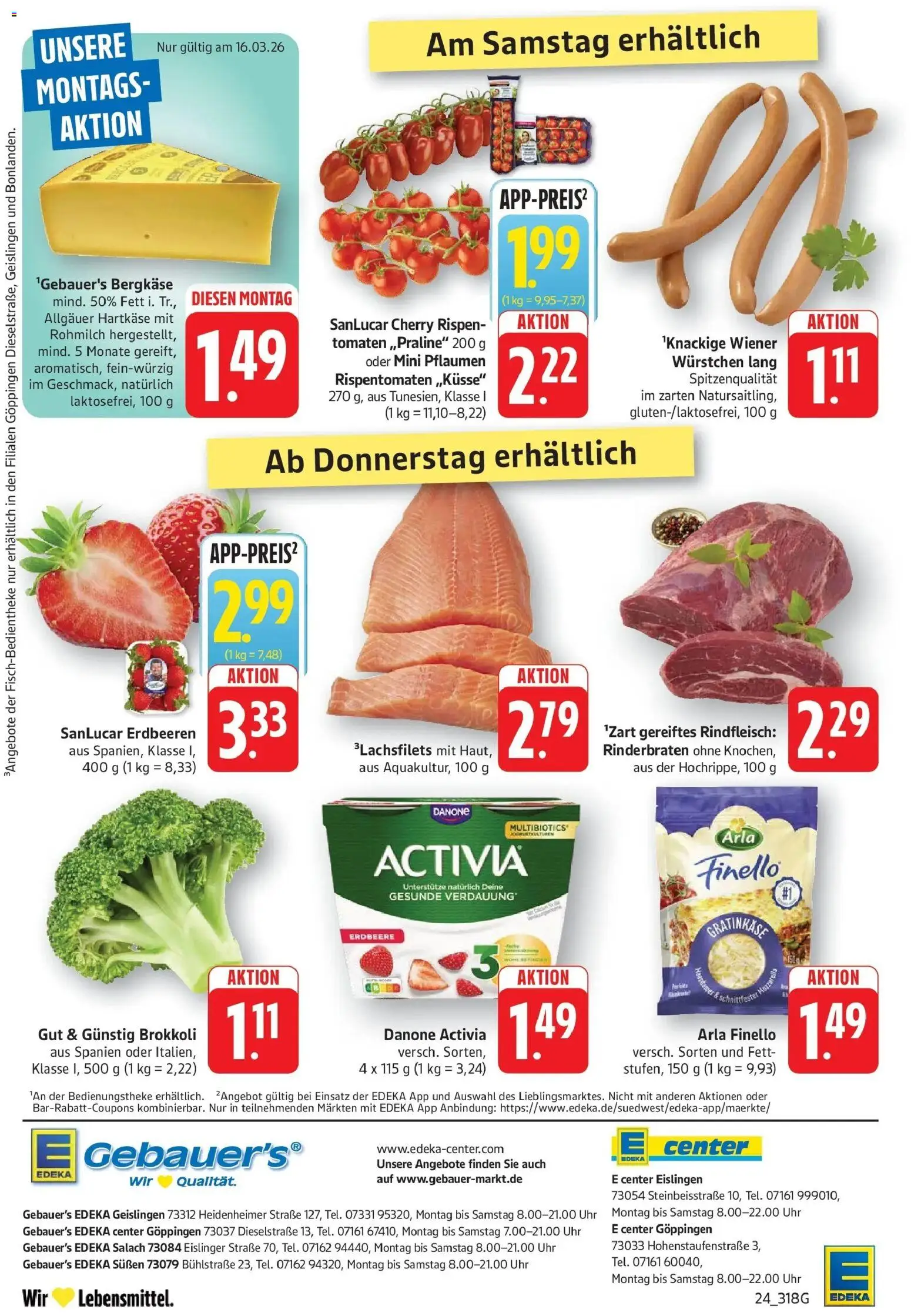 Edeka prospekt Göppingen	 – gültig ab 16.03.2026 | Seite: 24 | Produkte: Activia, Danone activia, Brokkoli, Uhr