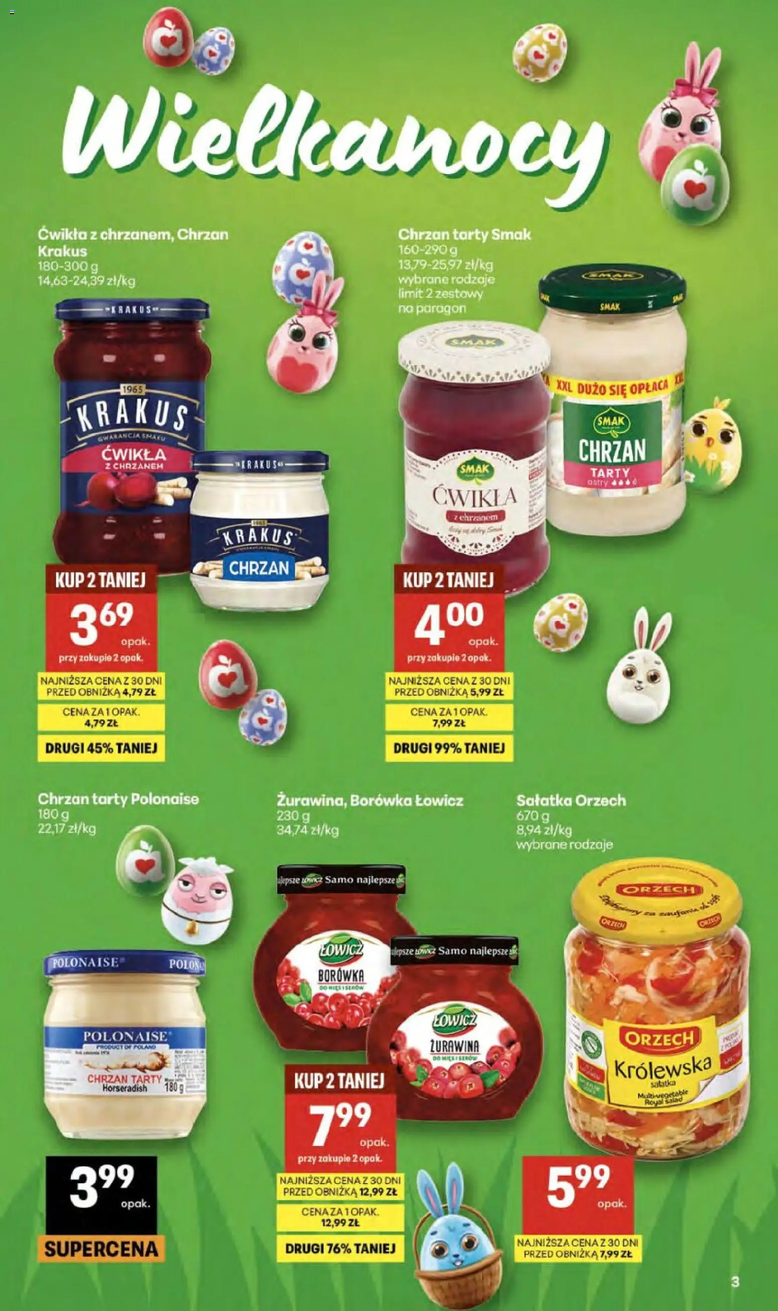 Delikatesy Centrum gazetka od 02.04.2026 | Strona: 3 | Produkty: Żurawina, Chrzan, Sałatka