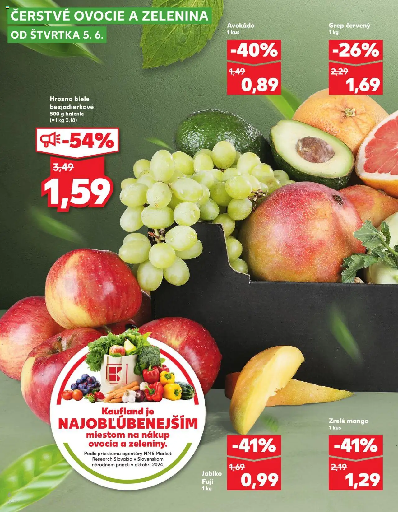 Nové Kaufland akcie – leták je platný od 05.06.2025 | Strana: 6 | Produkty: Apple, Avokádo, Hrozno, Ovocie