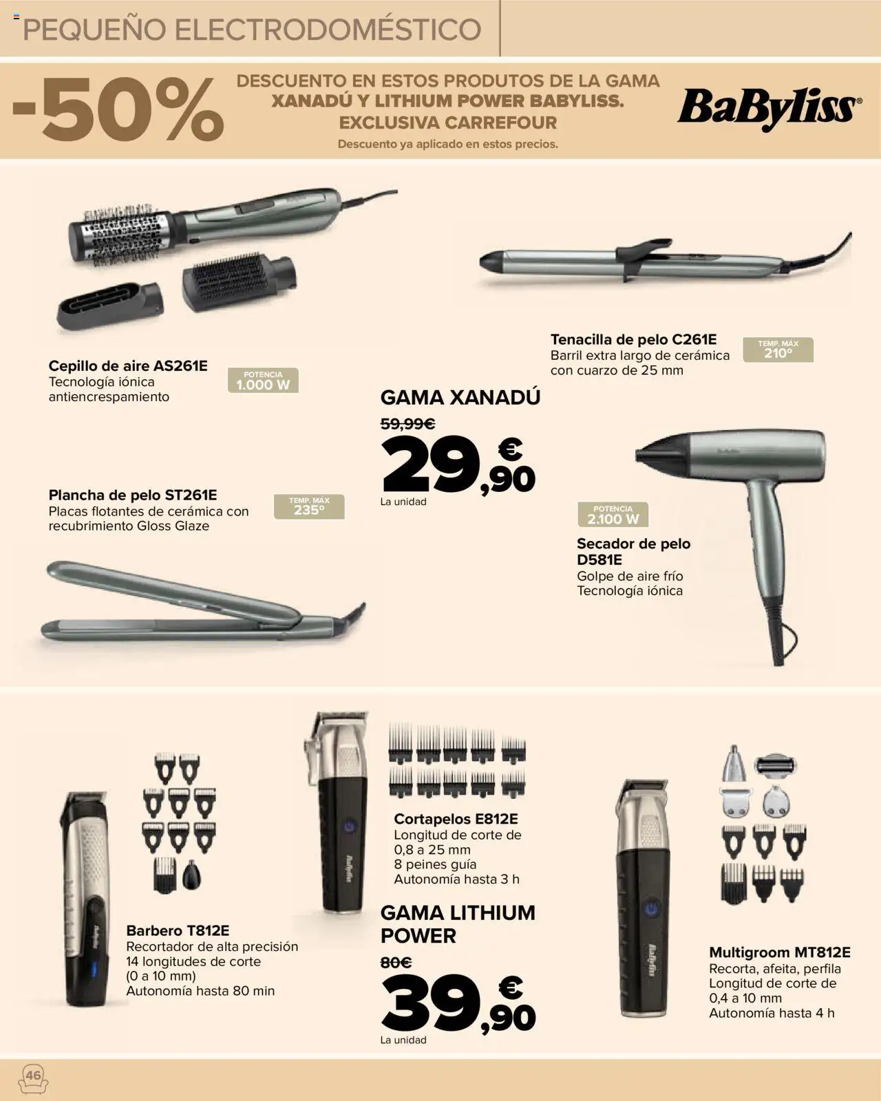 Carrefour folleto │ válido desde el 23.09.2025 | Página: 46 | Productos: Cepillo, Plancha, Secador de pelo, Plancha de pelo