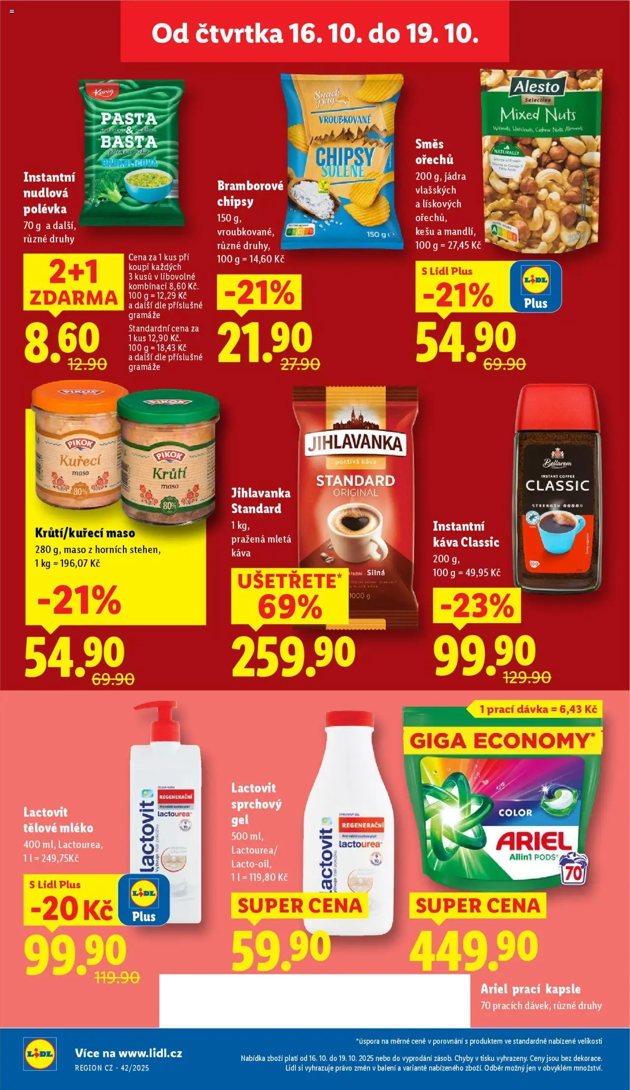 Lidl leták od 16.10.2025 | Strana: 16 | Produkty: Mléko, Směs ořechů, Chipsy, Bellarom