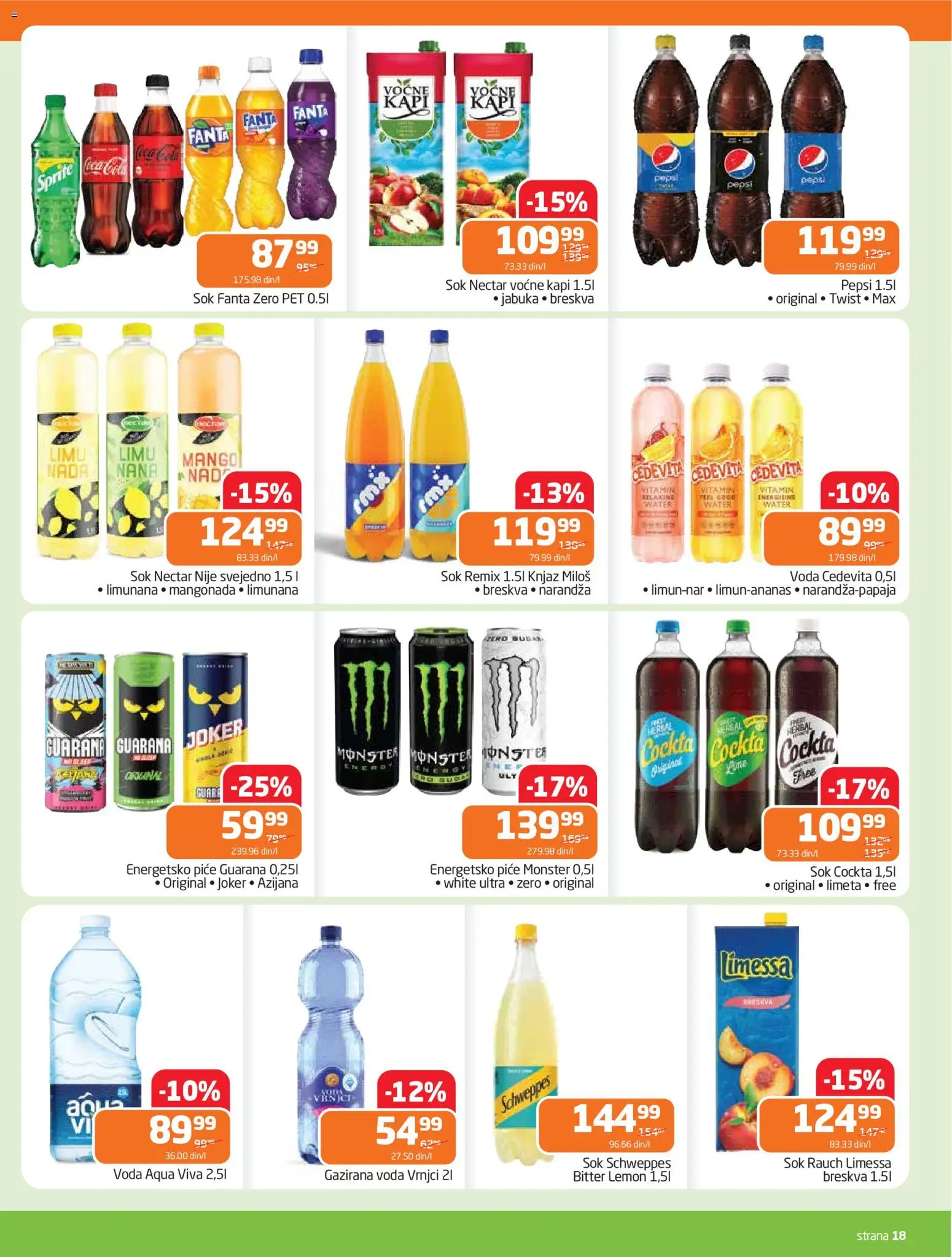 Gomex katalog - važi od 15.04.2026 | Strana: 18 | Proizvode: Coca Cola, Schweppes, Voda, Breskva