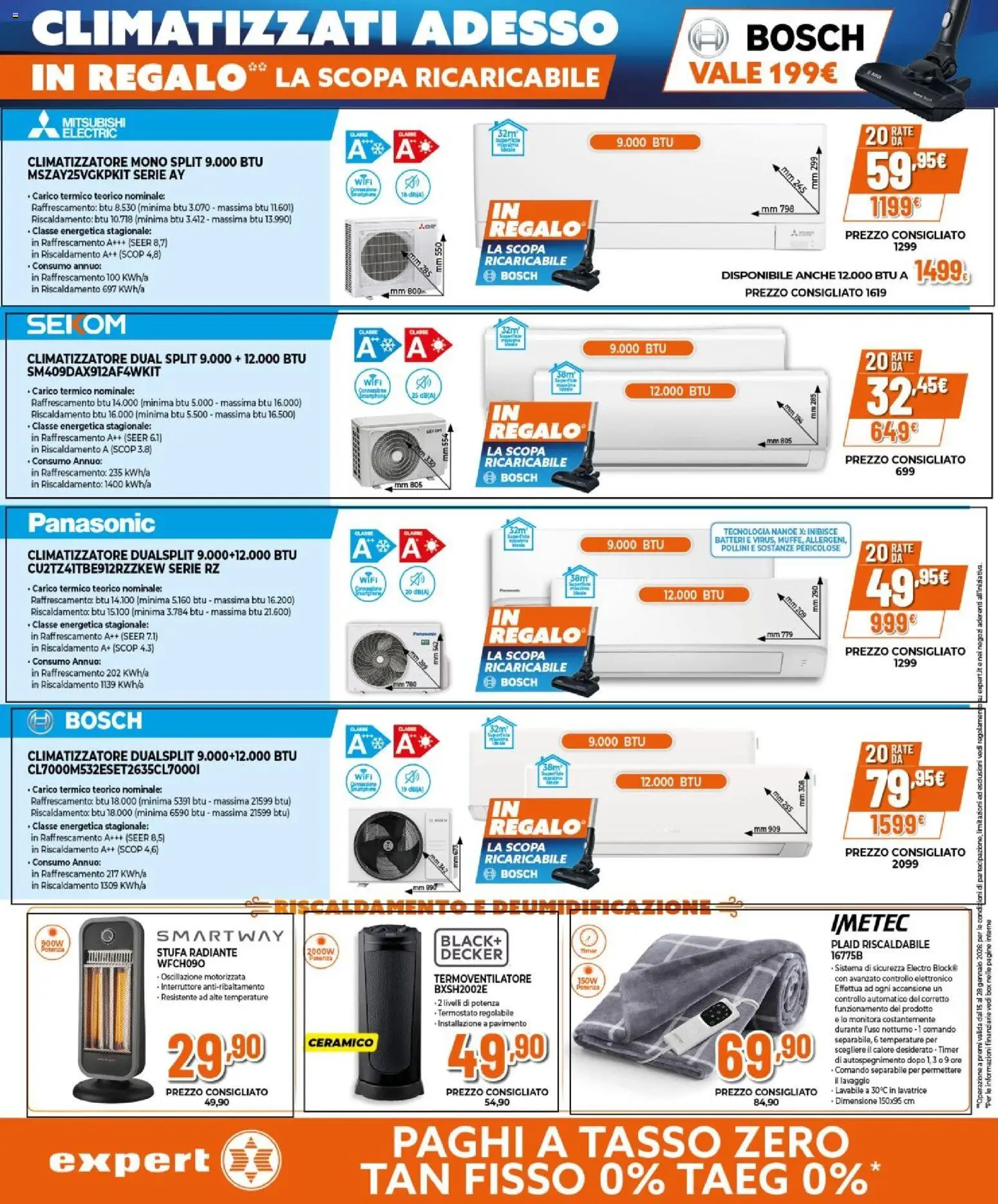 Volantino Expert del 15.01.2026 | Pagina: 24 | Prodotti: Plaid, Climatizzatore, Stufa, Smartphone