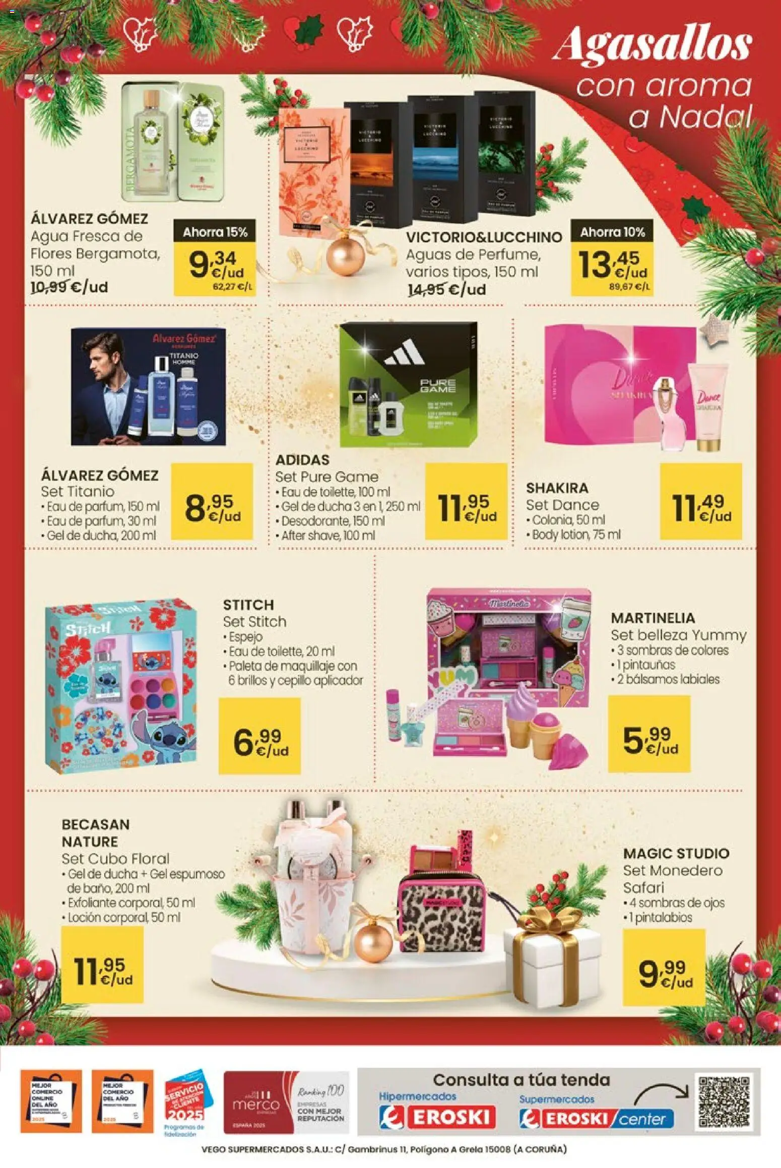 Eroski - Navidad  │ válido desde el 18.12.2025 | Página: 75 | Productos: Maquillaje, Gel de ducha, Γαύρος, Espejo