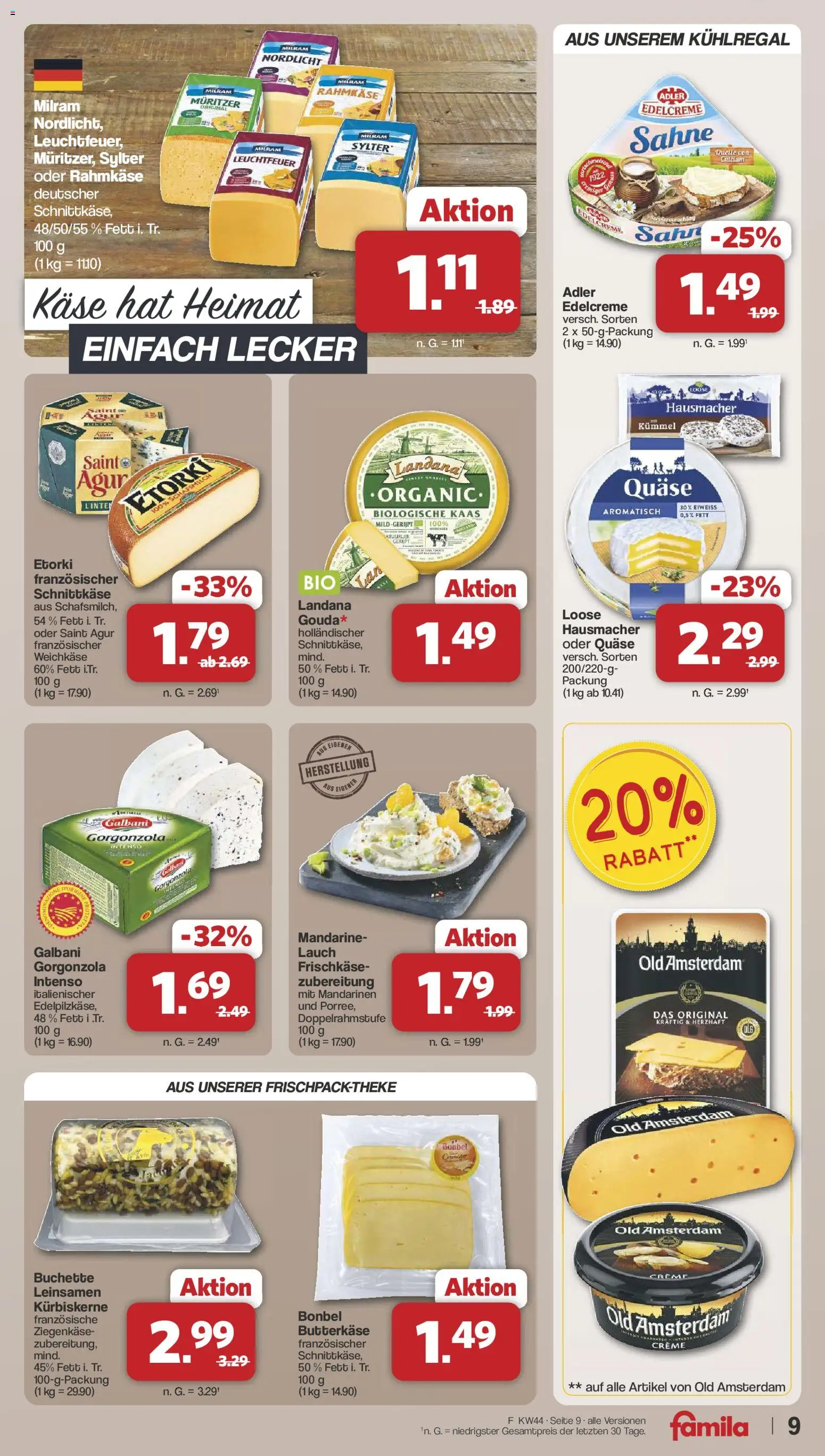 Famila Nordwest Prospekt 	 – gültig ab 27.10.2025 | Seite: 9 | Produkte: Käse, Ziegenkäse, Mandarinen, Milram