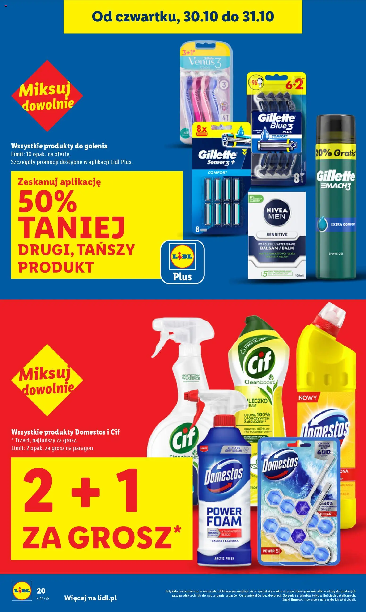 Lidl Gazetka od 30.10.2025 | Strona: 20 | Produkty: Gillette, Cleaner, Toaleta, Domestos