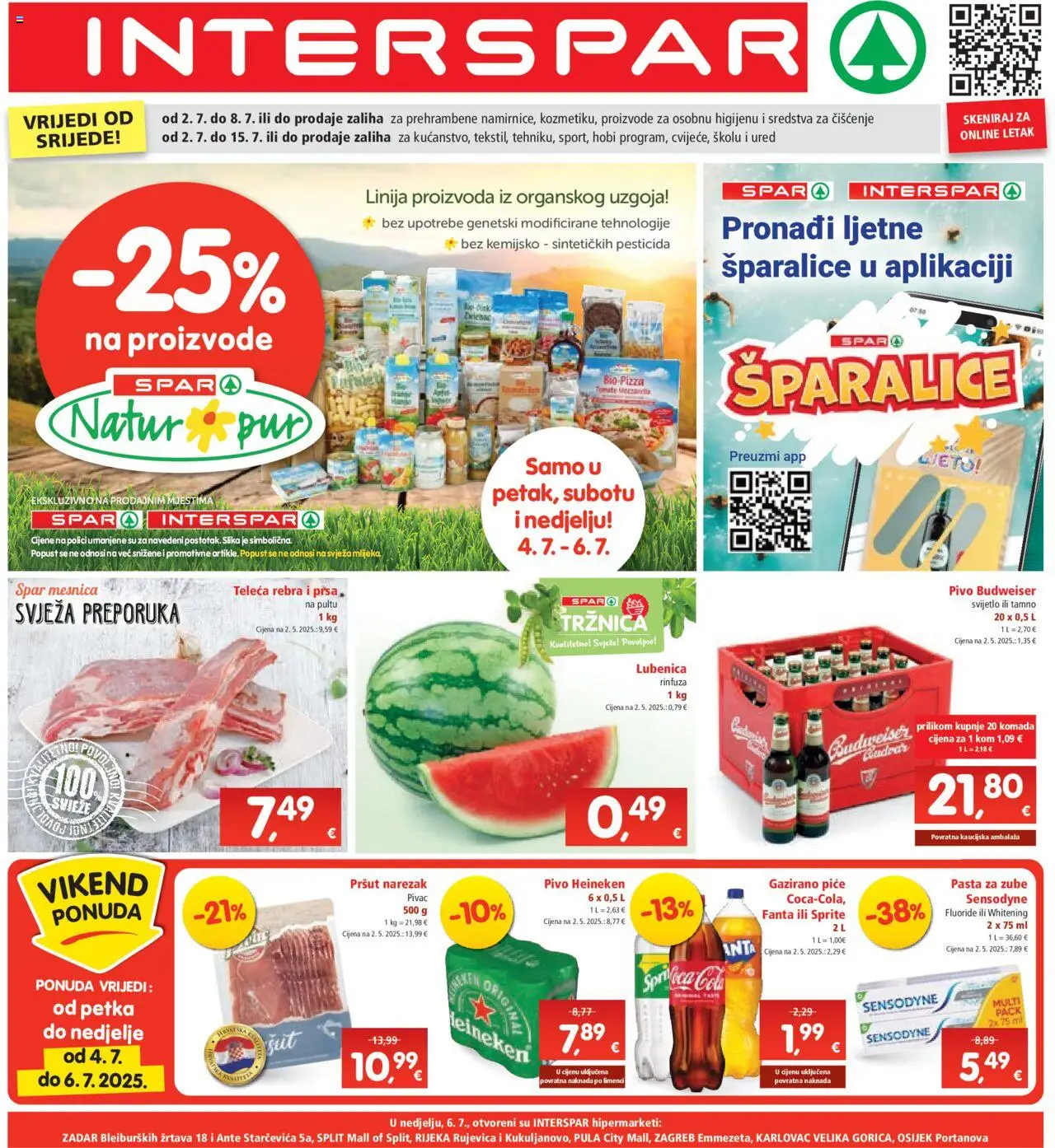 Interspar katalog | vrijedi od 02.07.2025 | Stranica: 1 | Proizvodi: Fanta, Pivo, Narezak, Lubenica