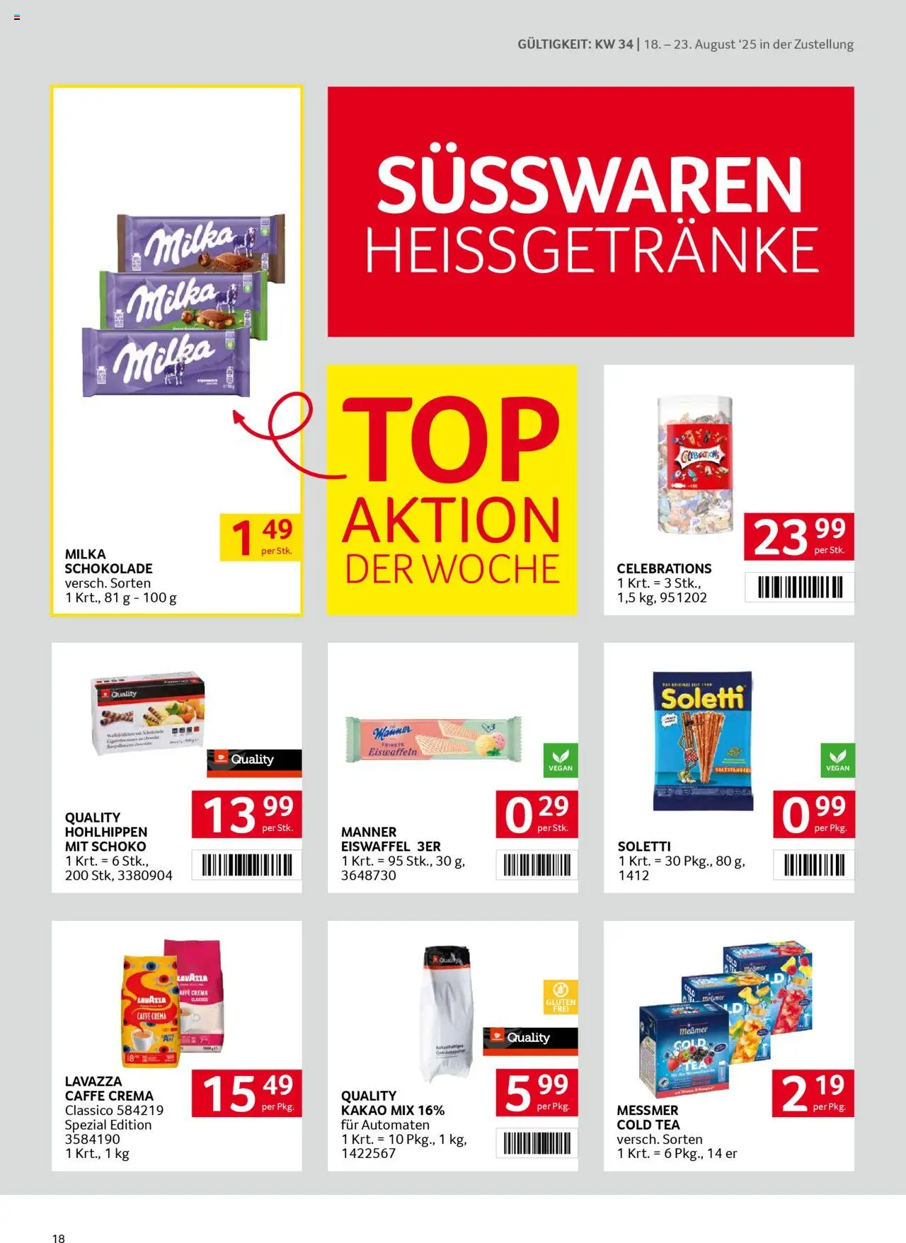 Transgourmet Zustellaktion gültig ab 17.08.2025 | Seite: 18 | Produkte: Schokolade