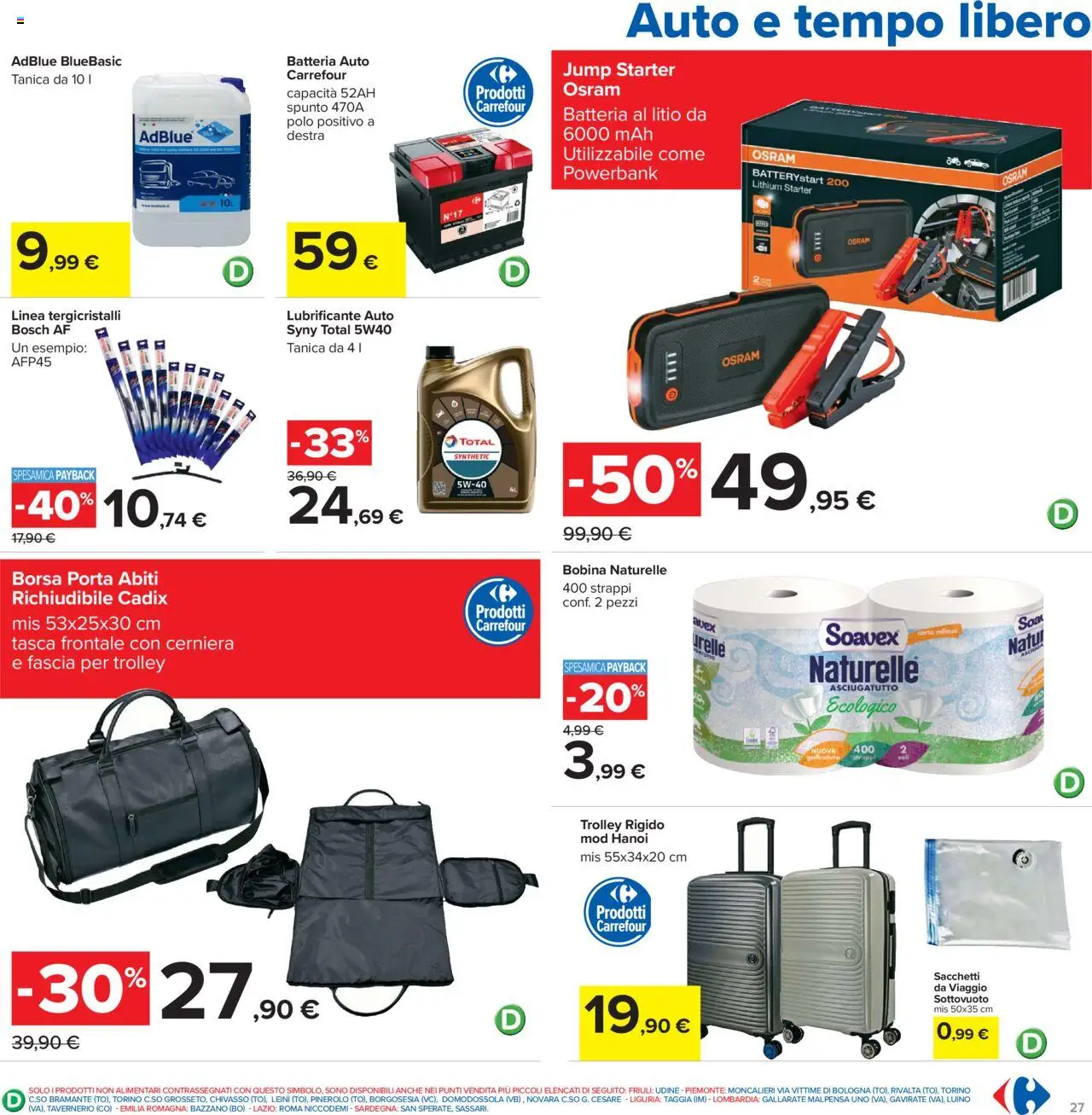 Volantino Carrefour del 07.08.2025 | Pagina: 27 | Prodotti: Lubrificante, Polo, Asciugatutto, Batteria