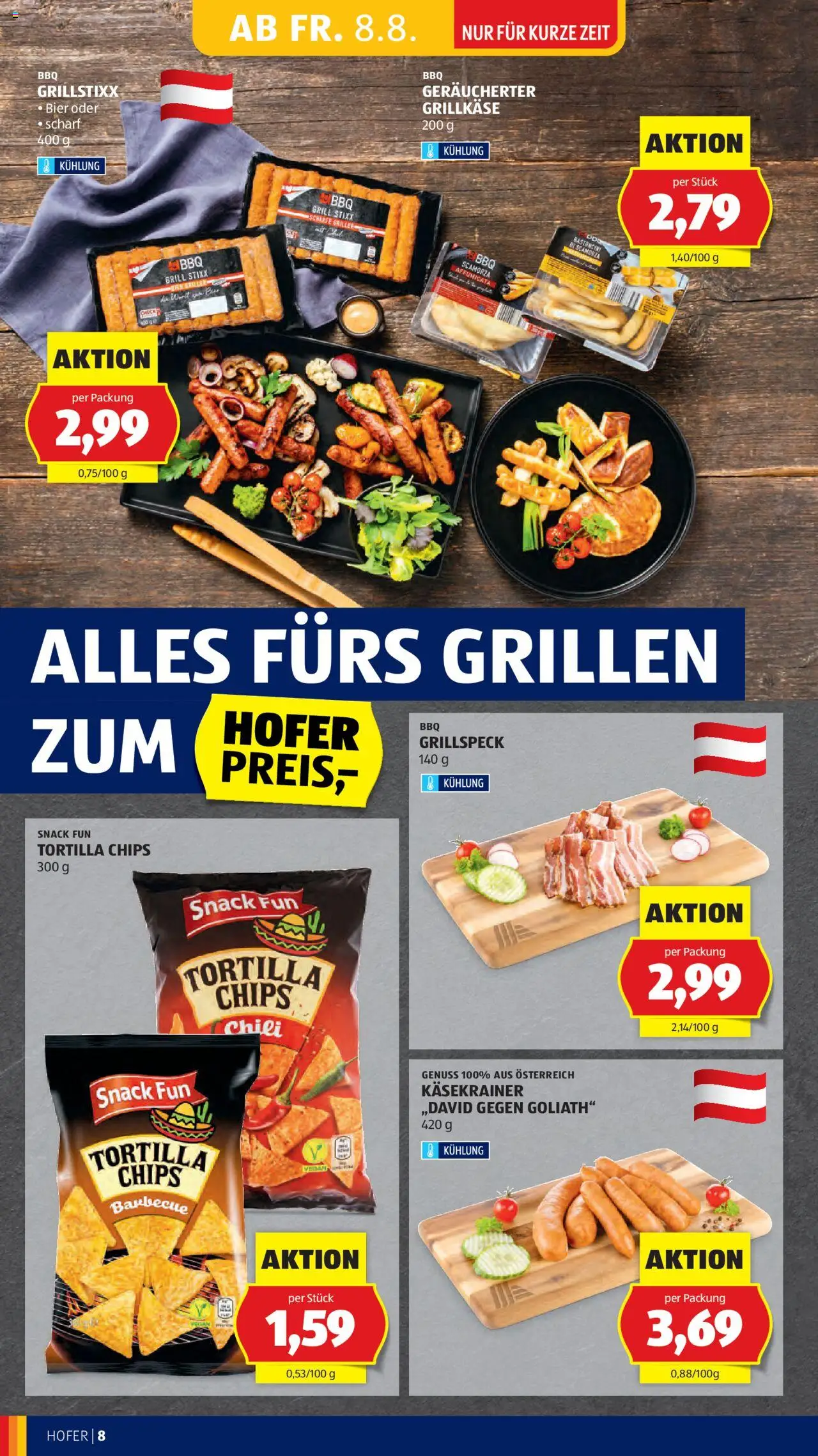 Hofer AT akciós ujság - amely érvényes a következő dátumtól: 08.08.2025 | Oldal: 10 | Termékek: Chili, Chips, Tortilla, Vegán