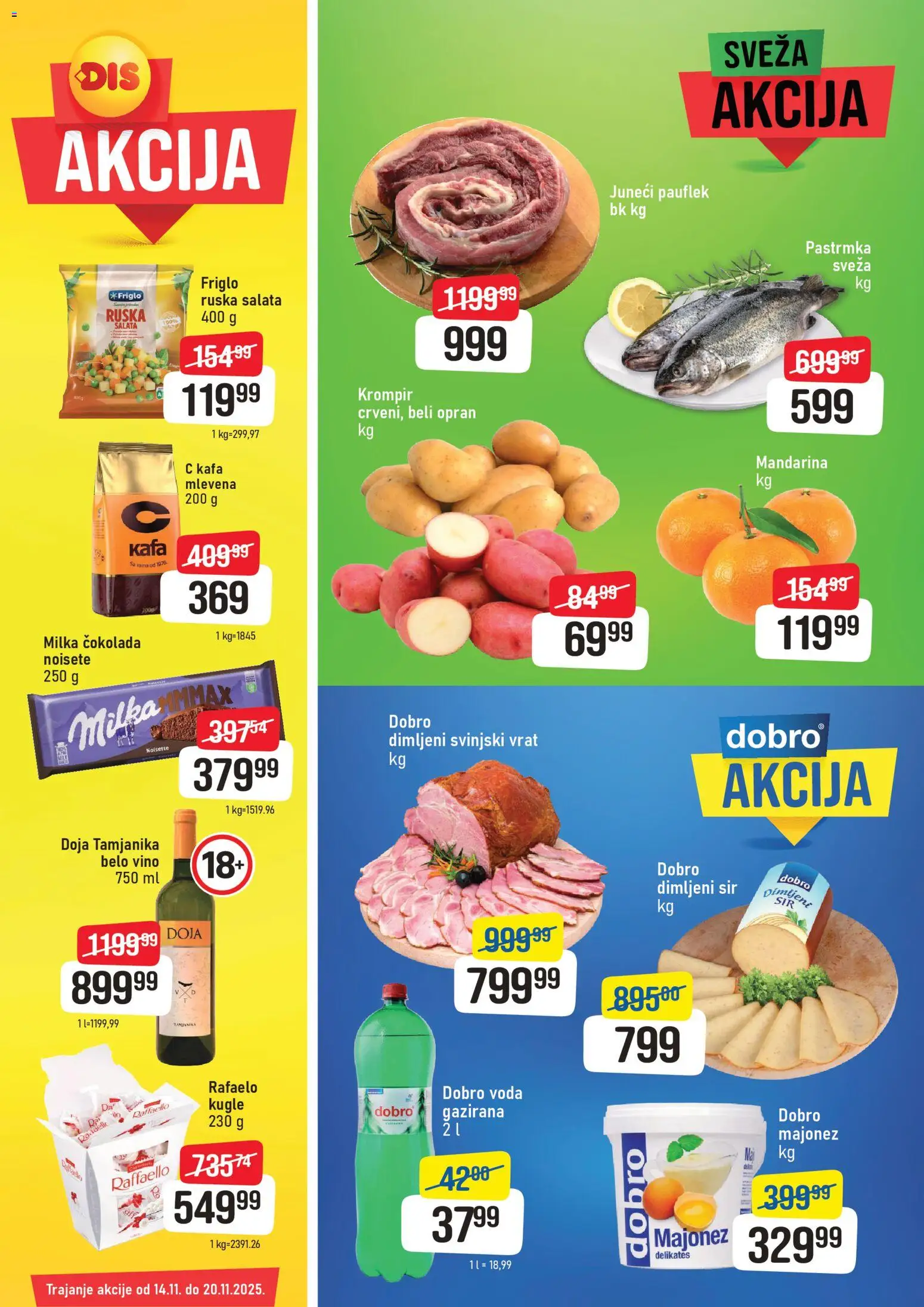 DIS katalog - važi od 14.11.2025 | Strana: 1 | Proizvode: Majonez, Raffaello, Voda, Vino