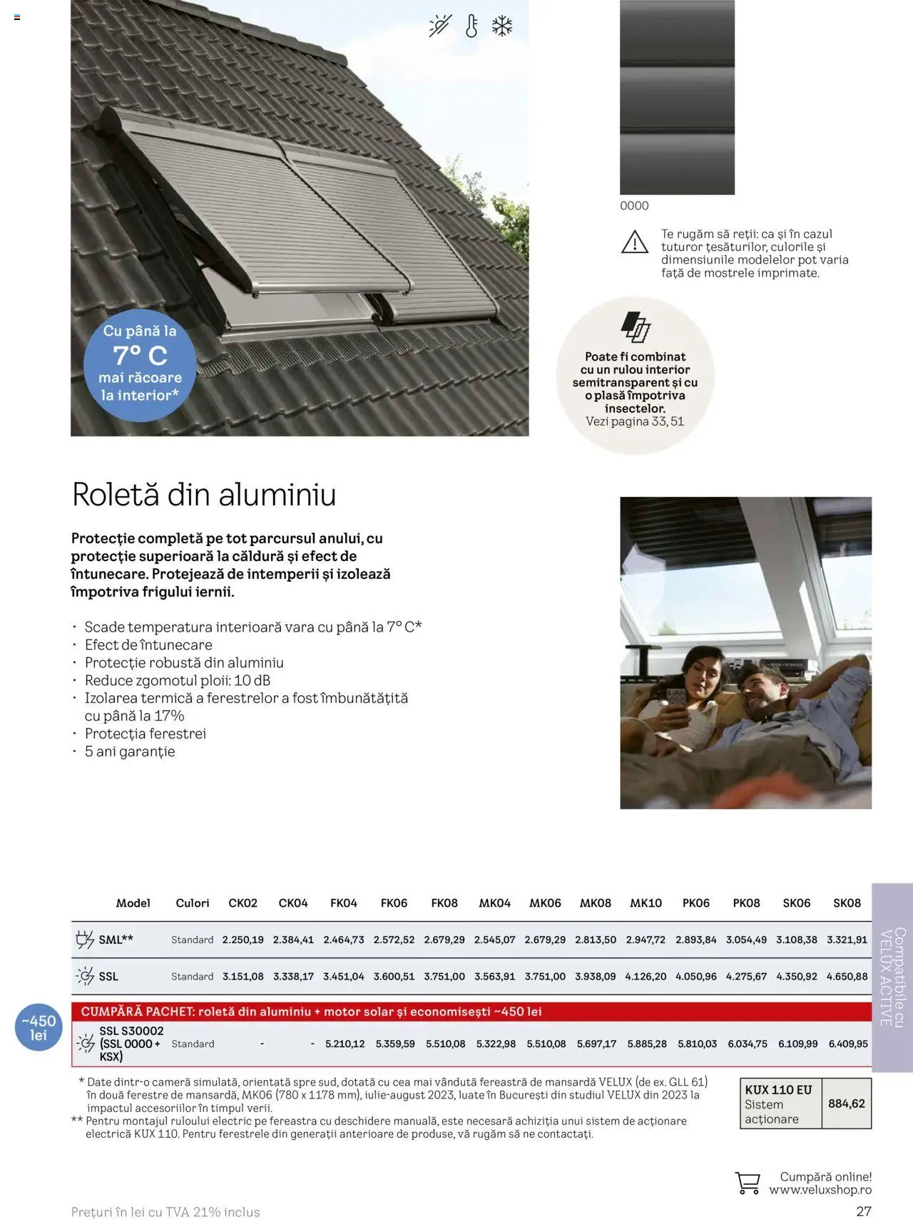 Velux catalog - Rulouri şi rolete – valabil de la 25.02.2025 | Pagină: 27 | Produse: Cameră, Fereastră