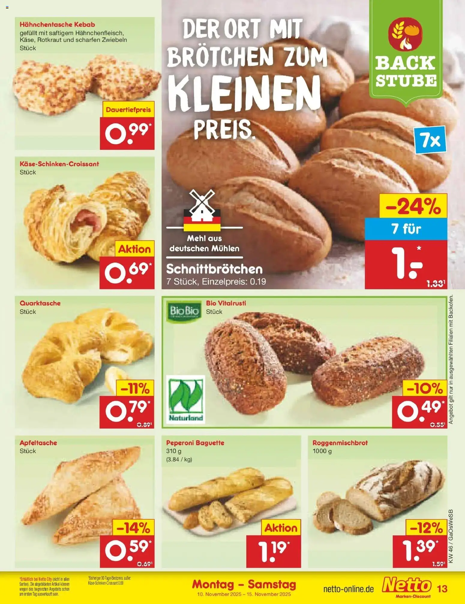 Netto Marken-Discount - Netto: Wochenangebote – gültig ab 10.11.2025 | Seite: 13 | Produkte: Mehl, Baguette, Zwiebeln