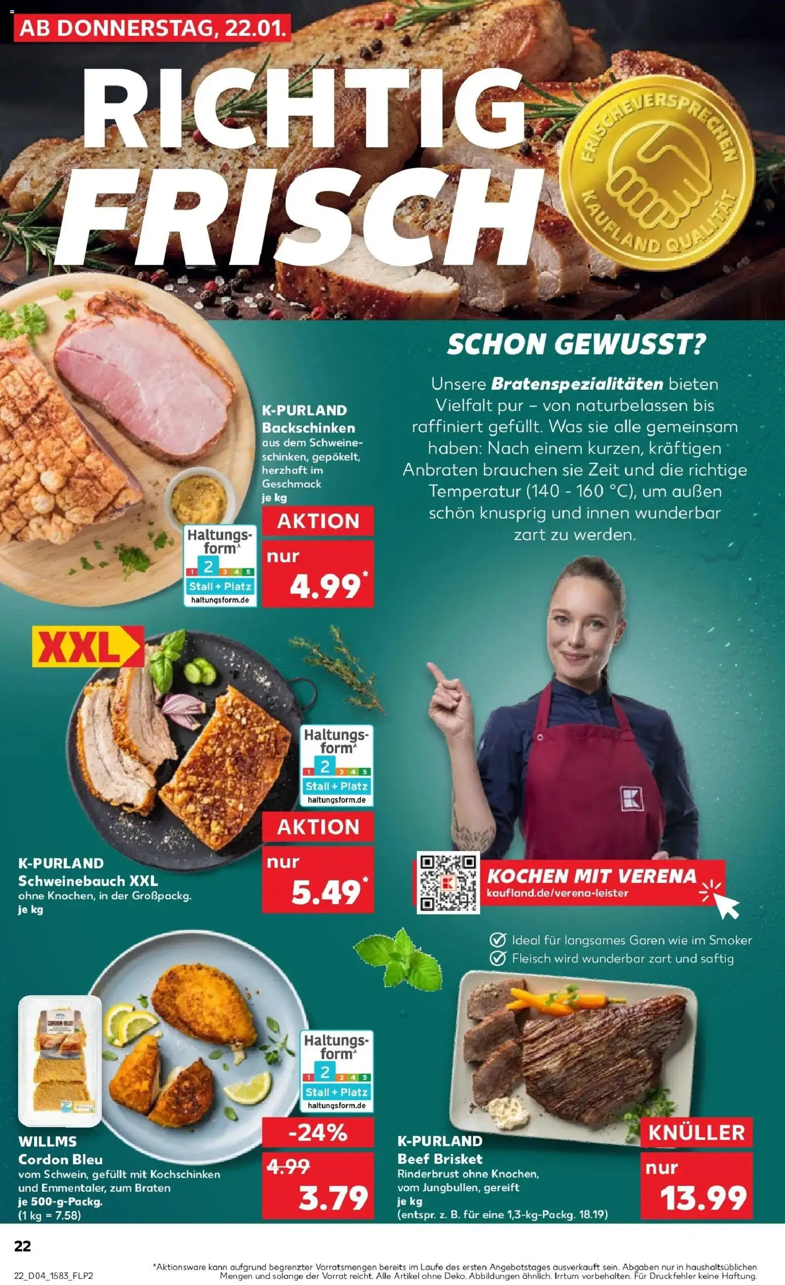 Kaufland prospekt Rheda-Wiedenbrück	 – gültig ab 22.01.2026 | Seite: 22 | Produkte: Schweinebauch, Fleisch