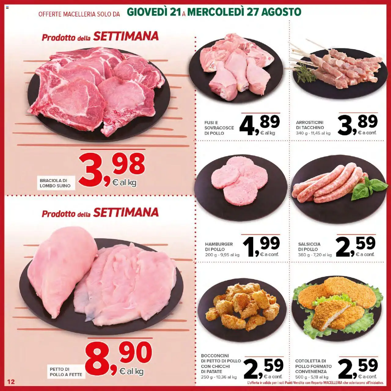 Volantino Todis del 21.08.2025 | Pagina: 12 | Prodotti: Petto di Pollo, Suino, Tacchino, Hamburger