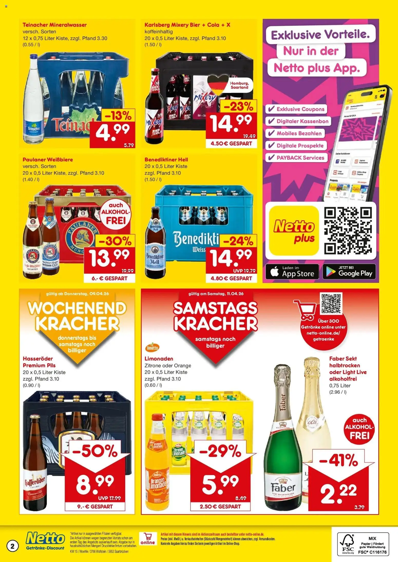 Netto Marken-Discount Prospekt Saarbrücken	 – gültig ab 07.04.2026 | Seite: 2 | Produkte: Pils, Orangen, Mineralwasser, Hasseröder