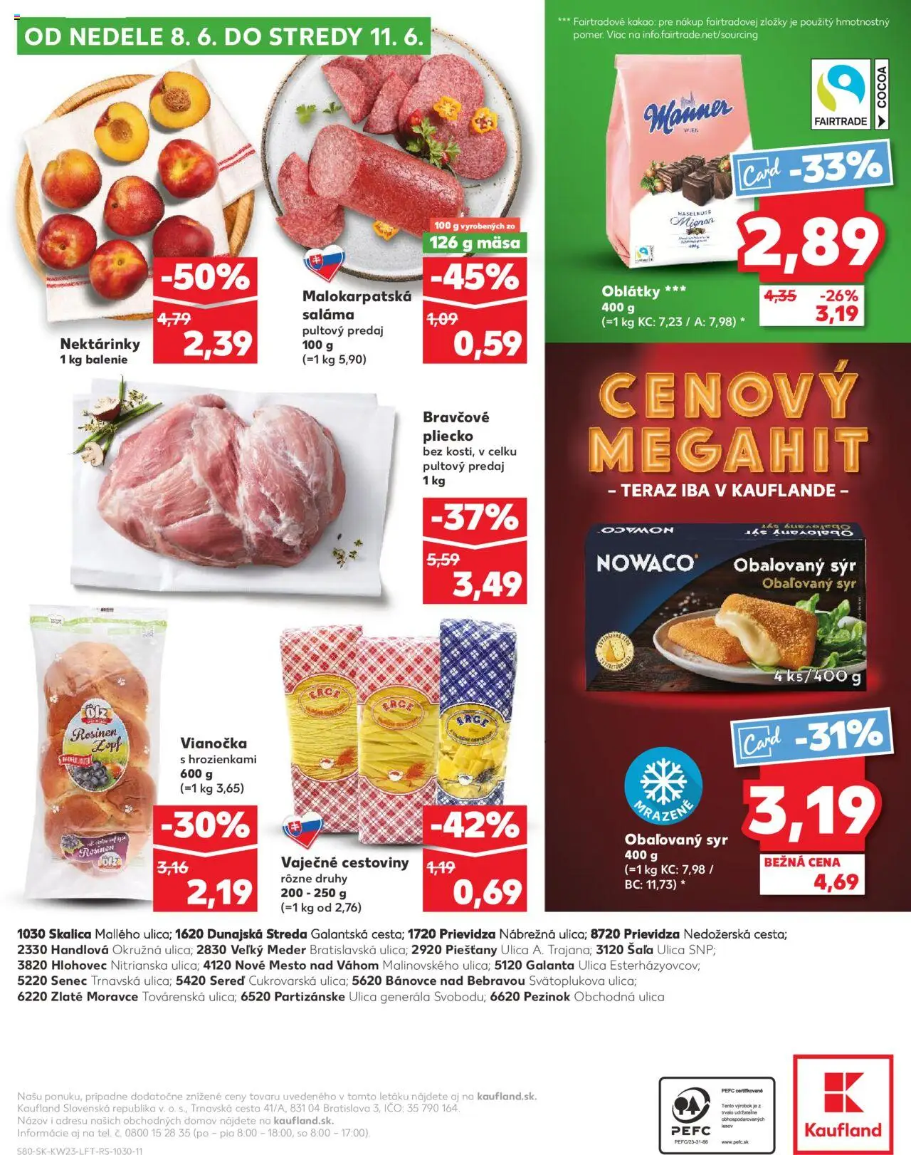 Kaufland Šaľa │ platný od 05.06.2025 | Strana: 80 | Produkty: Saláma, Cestoviny, Vianočka, Kakao