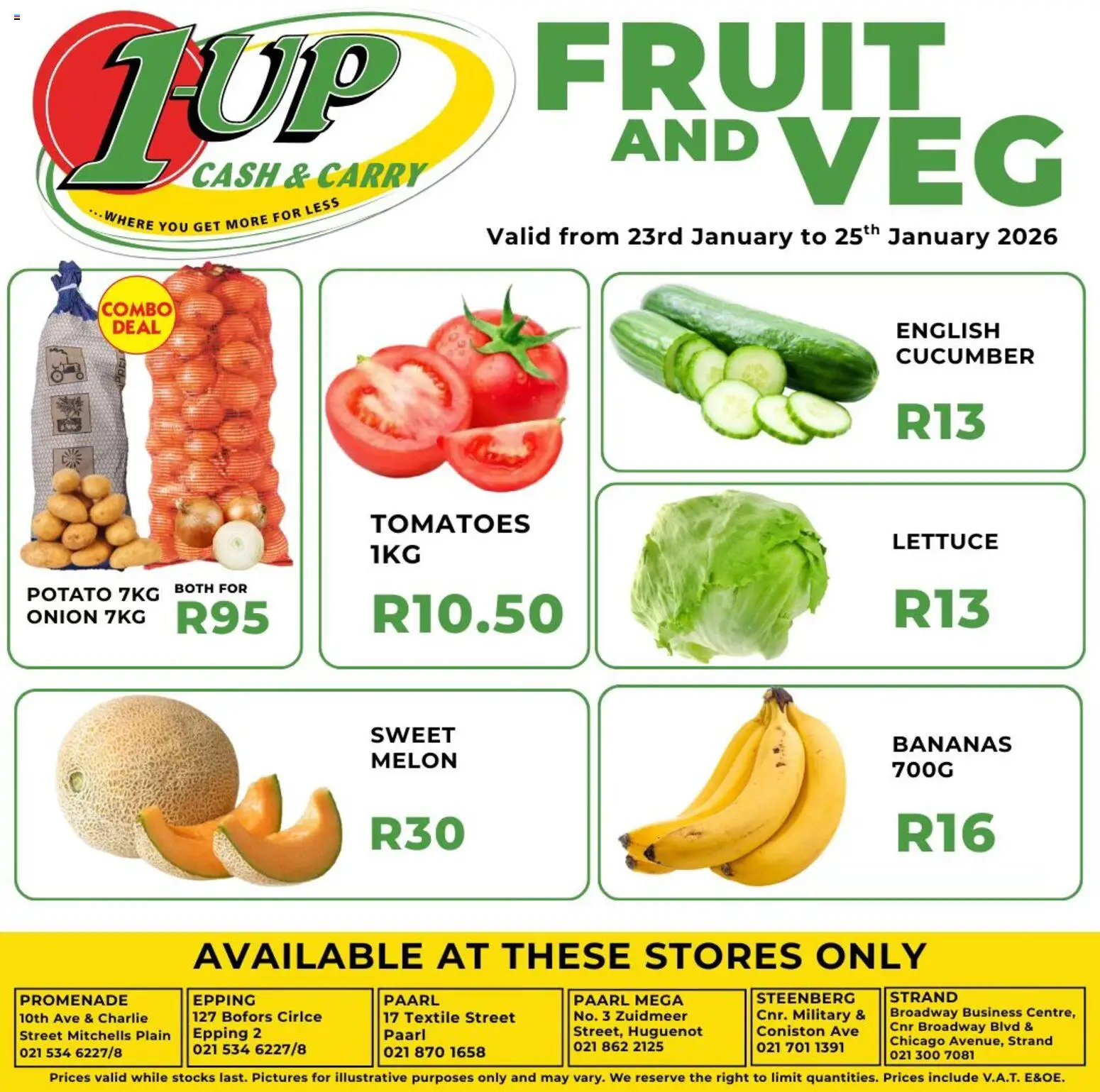 New 1UP Cash & Carry catalogue – valid from 23.01.2026 | Page: 1 | Products: Tomatoes, Bananas, Fruit, Lettuce