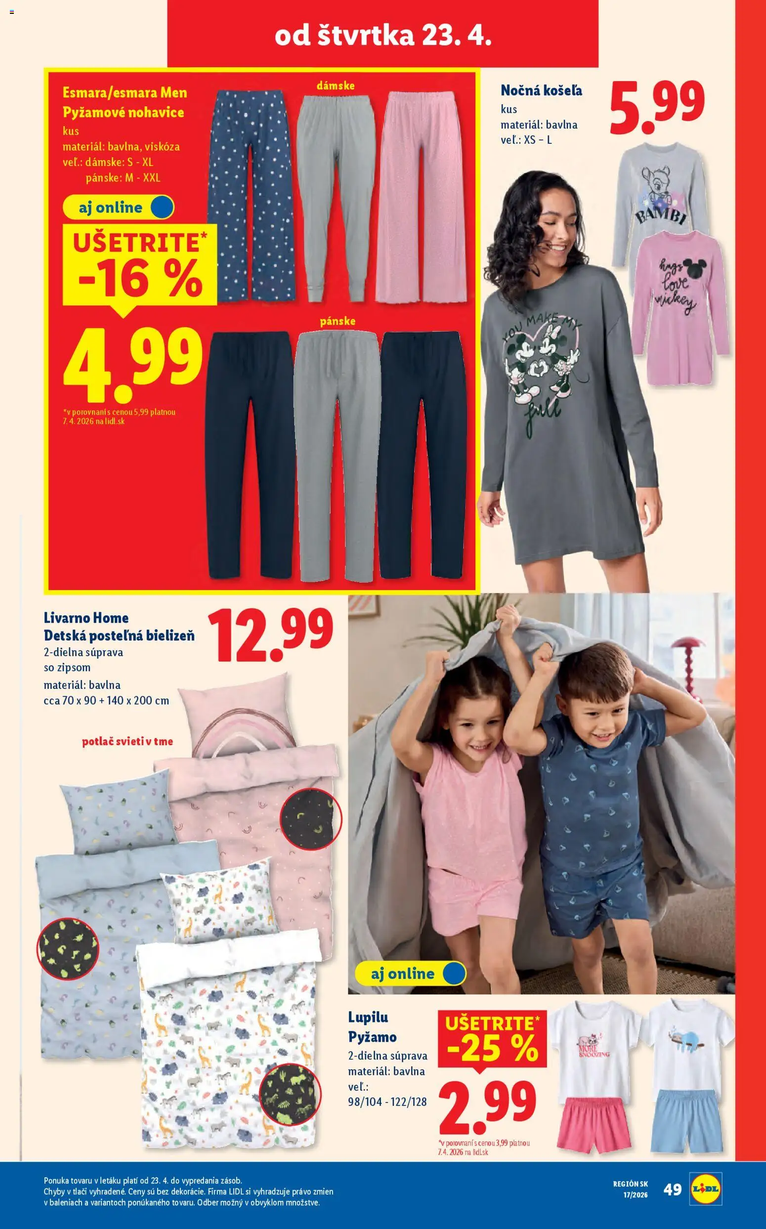 Nové Lidl akcie – leták je platný od 20.04.2026 | Strana: 87 | Produkty: Košeľa, Nohavice, Pyžamo