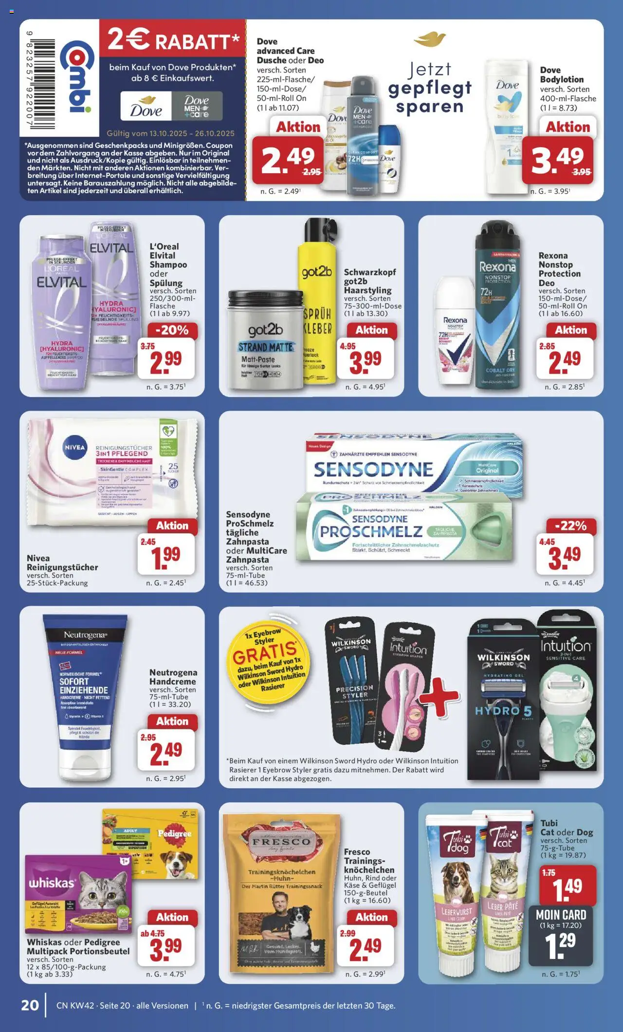 Combi Prospekt 	 – gültig ab 13.10.2025 | Seite: 25 | Produkte: Rasierer, Shampoo, Spülung, Zahnpasta