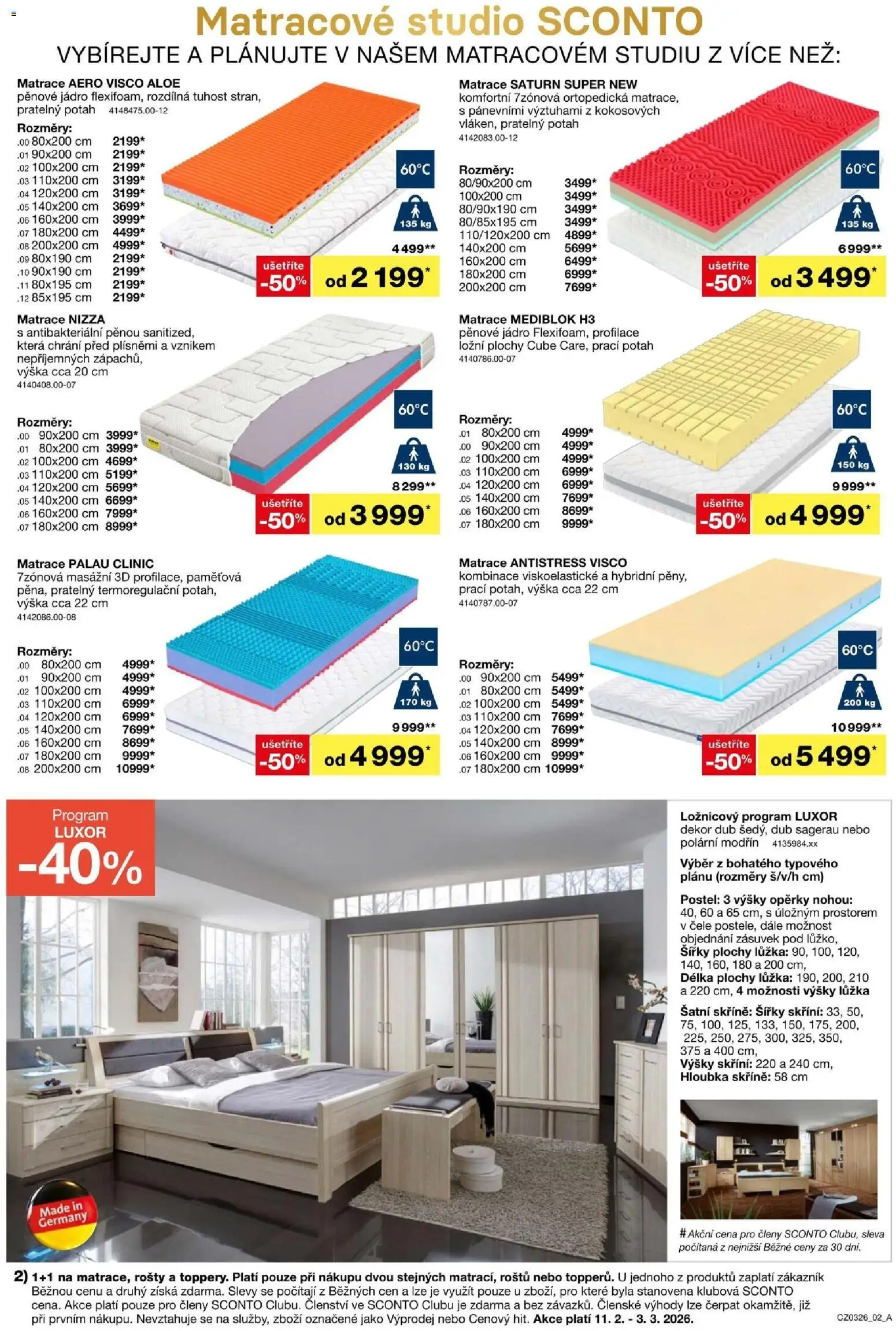 Sconto nábytek leták od 11.02.2026 | Strana: 2 | Produkty: Skříně, Postel, Matrace, Šatní skříně