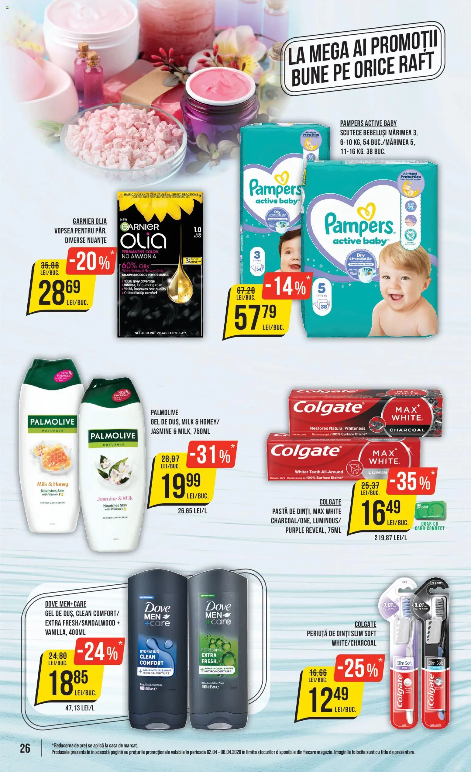 Noul catalog Mega Image – valabil de la 02.04.2026 | Pagină: 26 | Produse: Pomelo, Vopsea, Raft, Scutece