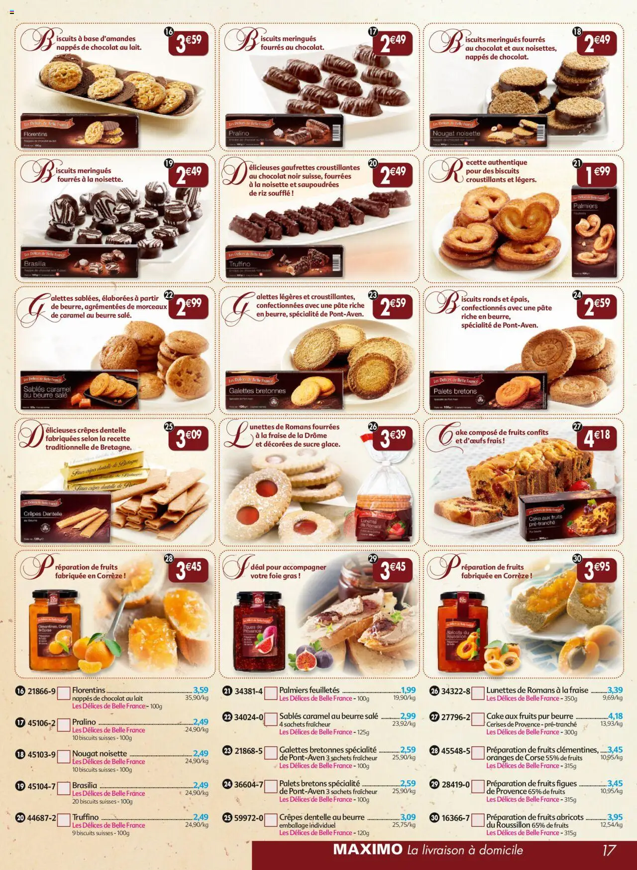  | Page: 17 | Produits: Fraise, Sucre, Riz, Biscuits