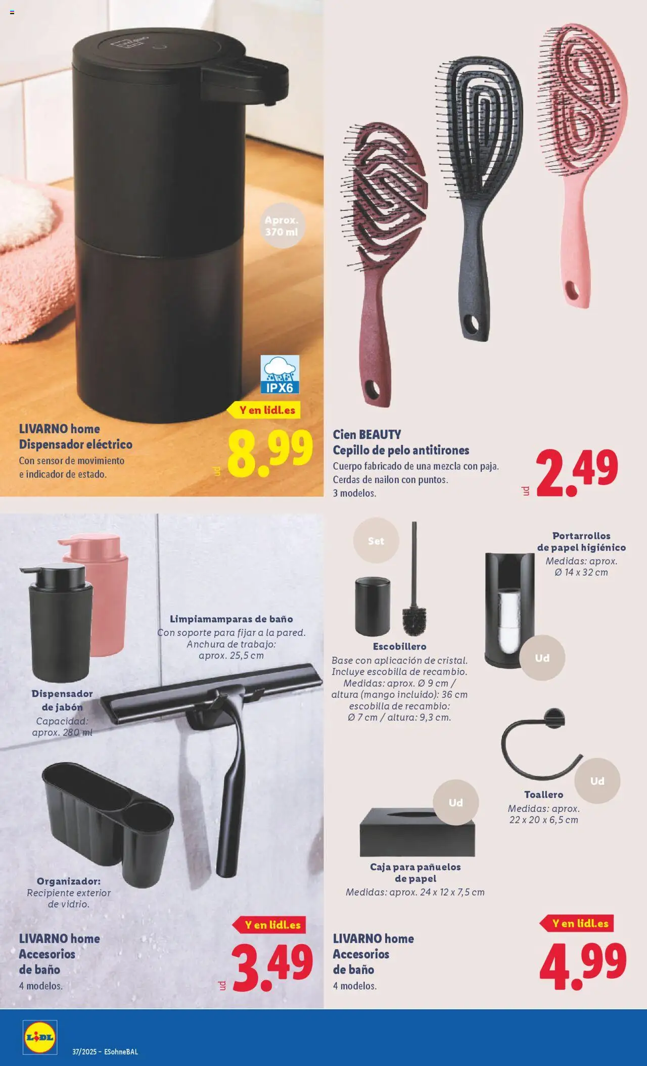 Lidl folleto de bazar │ válido desde el 08.09.2025 | Página: 12 | Productos: Dispensador de jabón, Toallero, Dispensador, Ρούτερ