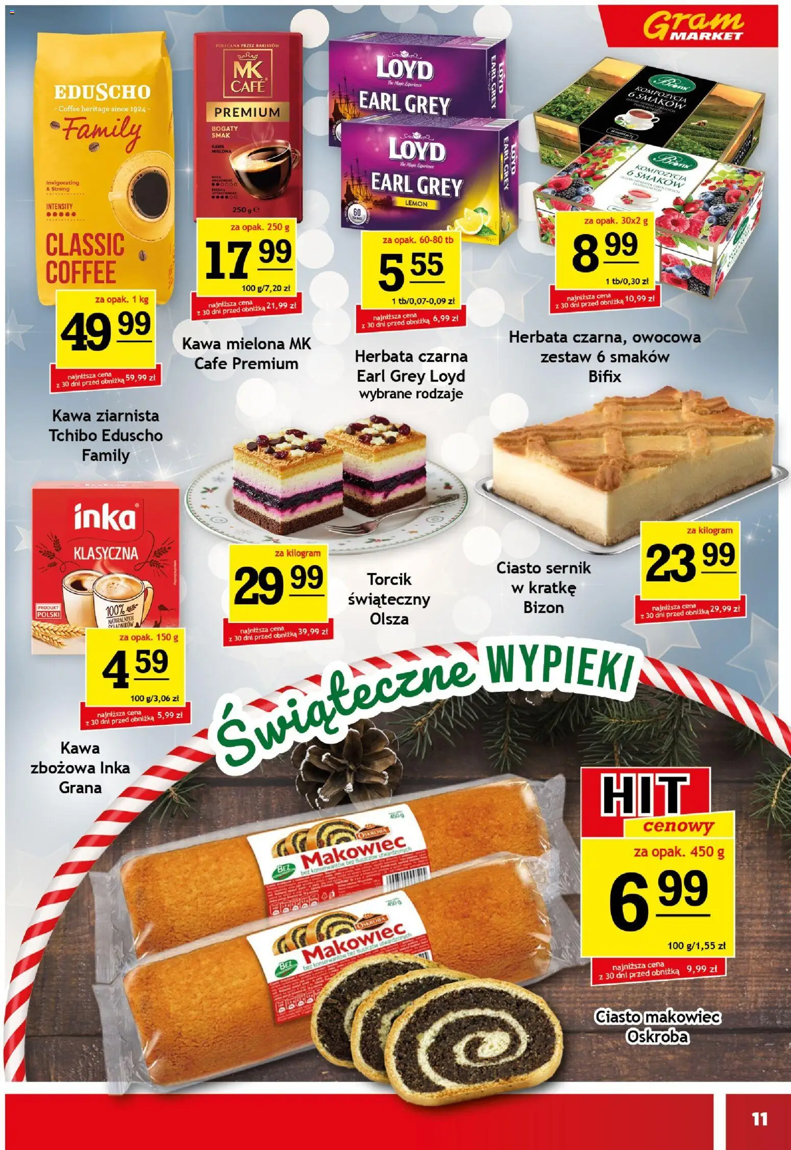 Gram Market Gazetka od 10.12.2025 | Strona: 11 | Produkty: Ciasto, Tchibo, Kawa, Herbata