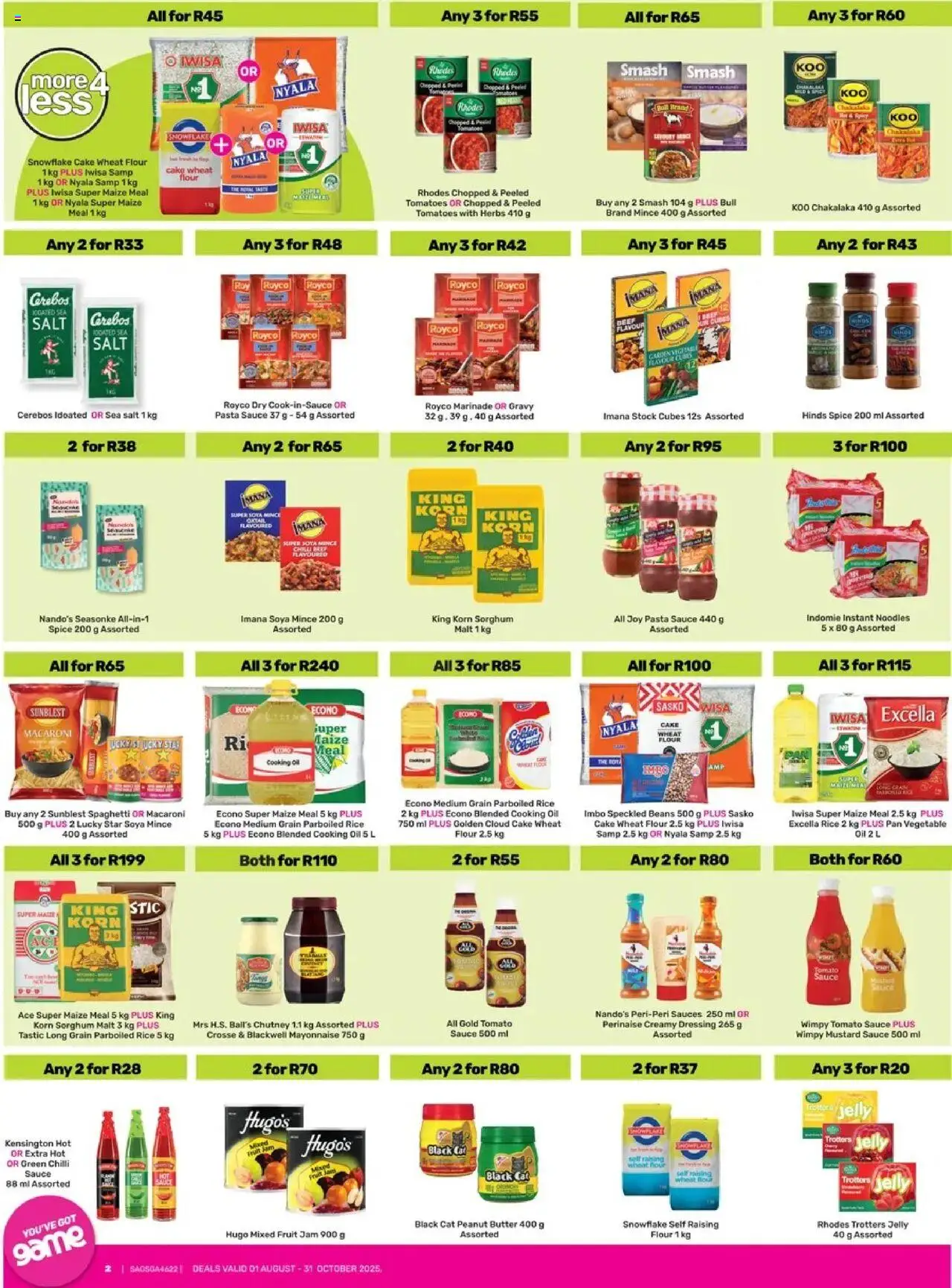 Game Catalogue valid from 01.08.2025 | Page: 2 | Products: Butter, Hokejka, Háremnadrág, Rice
