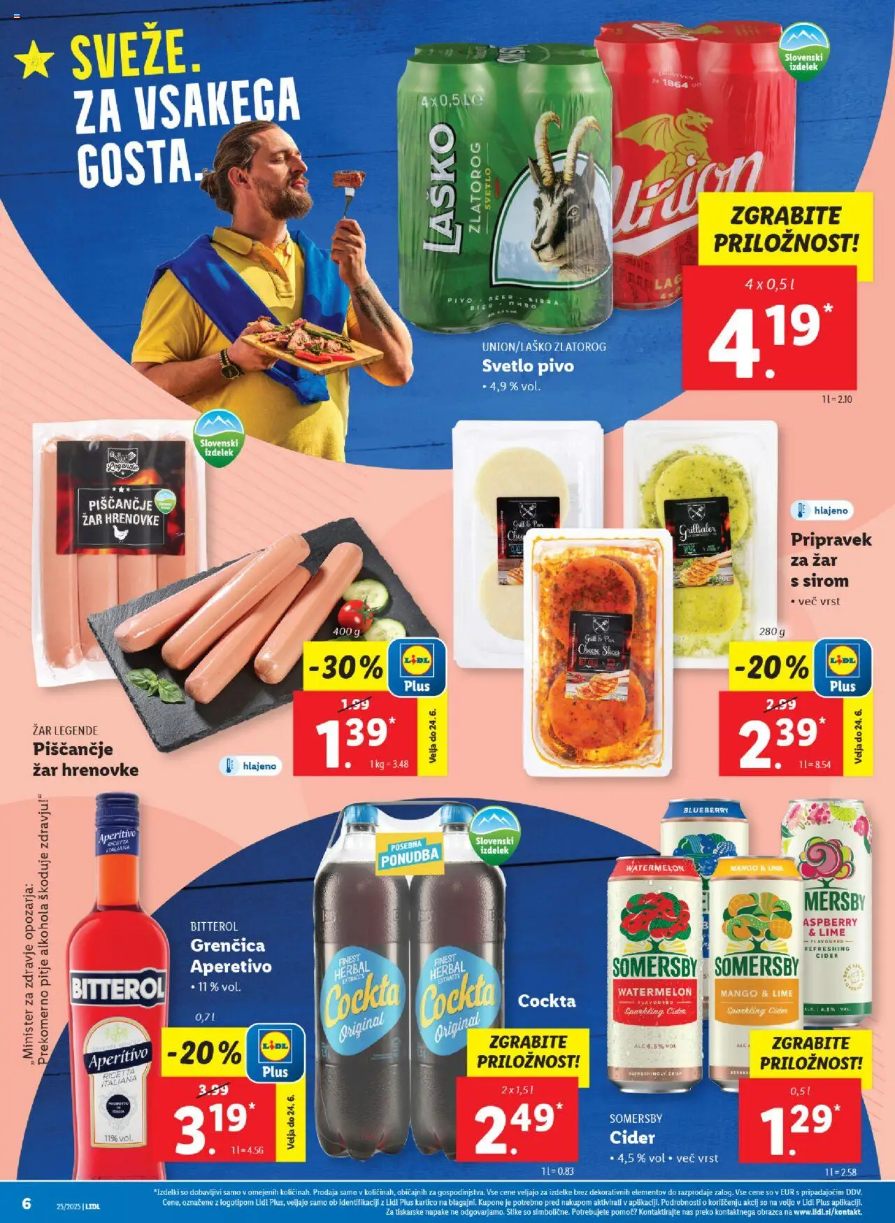 Lidl katalog │ velja od 19.06.2025 | Stran: 6 | Izdelki: Hrenovke, Zar, Pivo, Mango