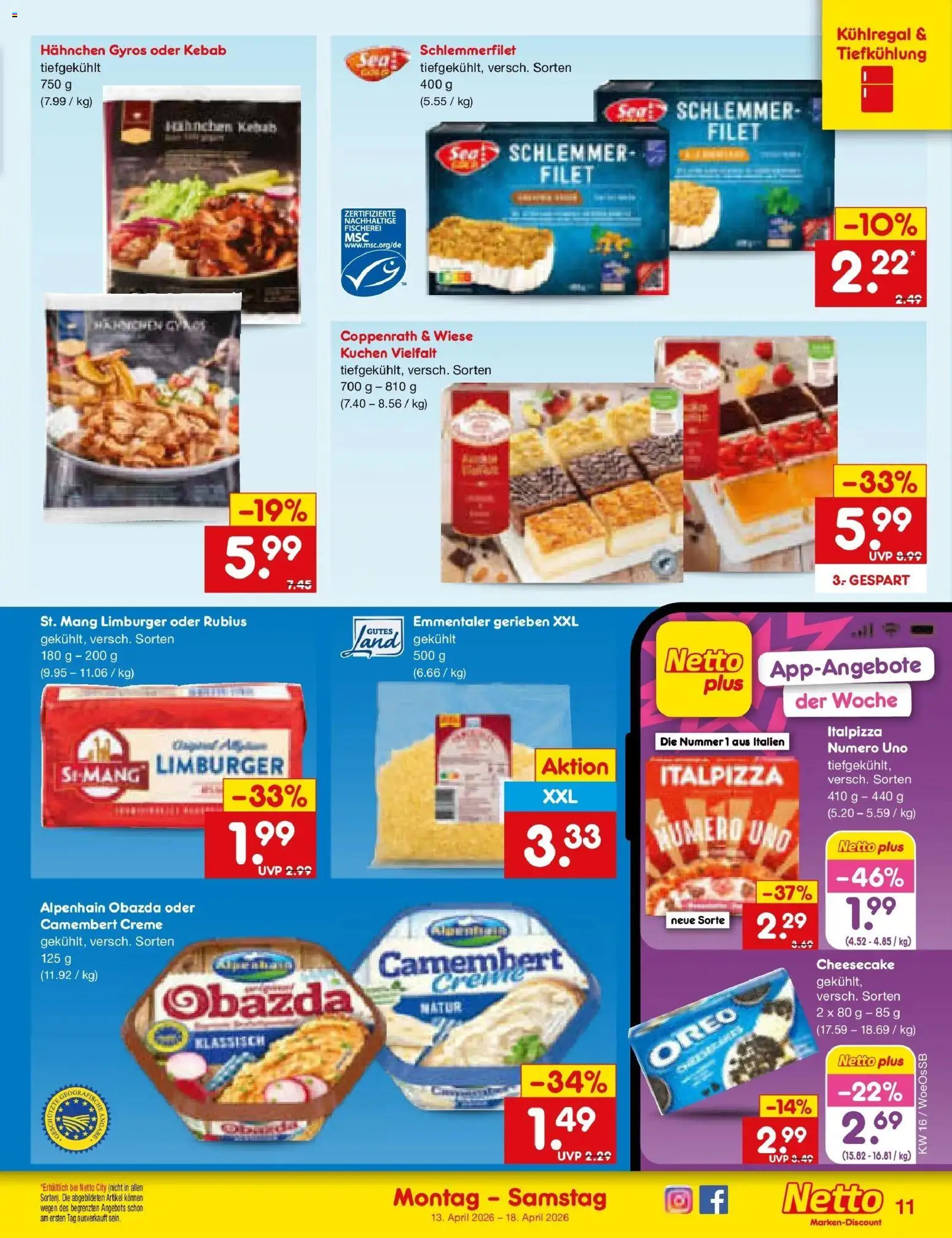 Netto Marken-Discount Prospekt Gemmingen	 – gültig ab 13.04.2026 | Seite: 6 | Produkte: Hahnchen, Creme, Gyros, Kuchen