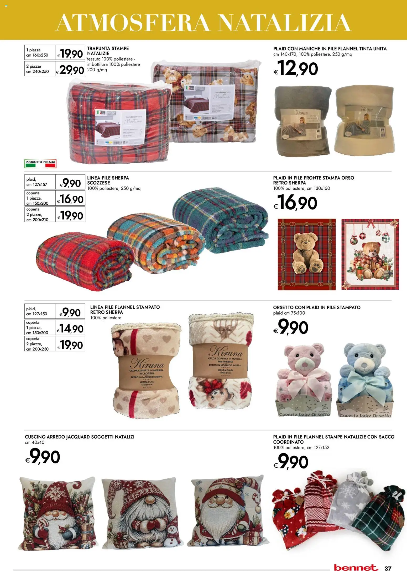 Volantino bennet del 20.11.2025 | Pagina: 37 | Prodotti: Pile, Stampa, Cuscino, Coperta