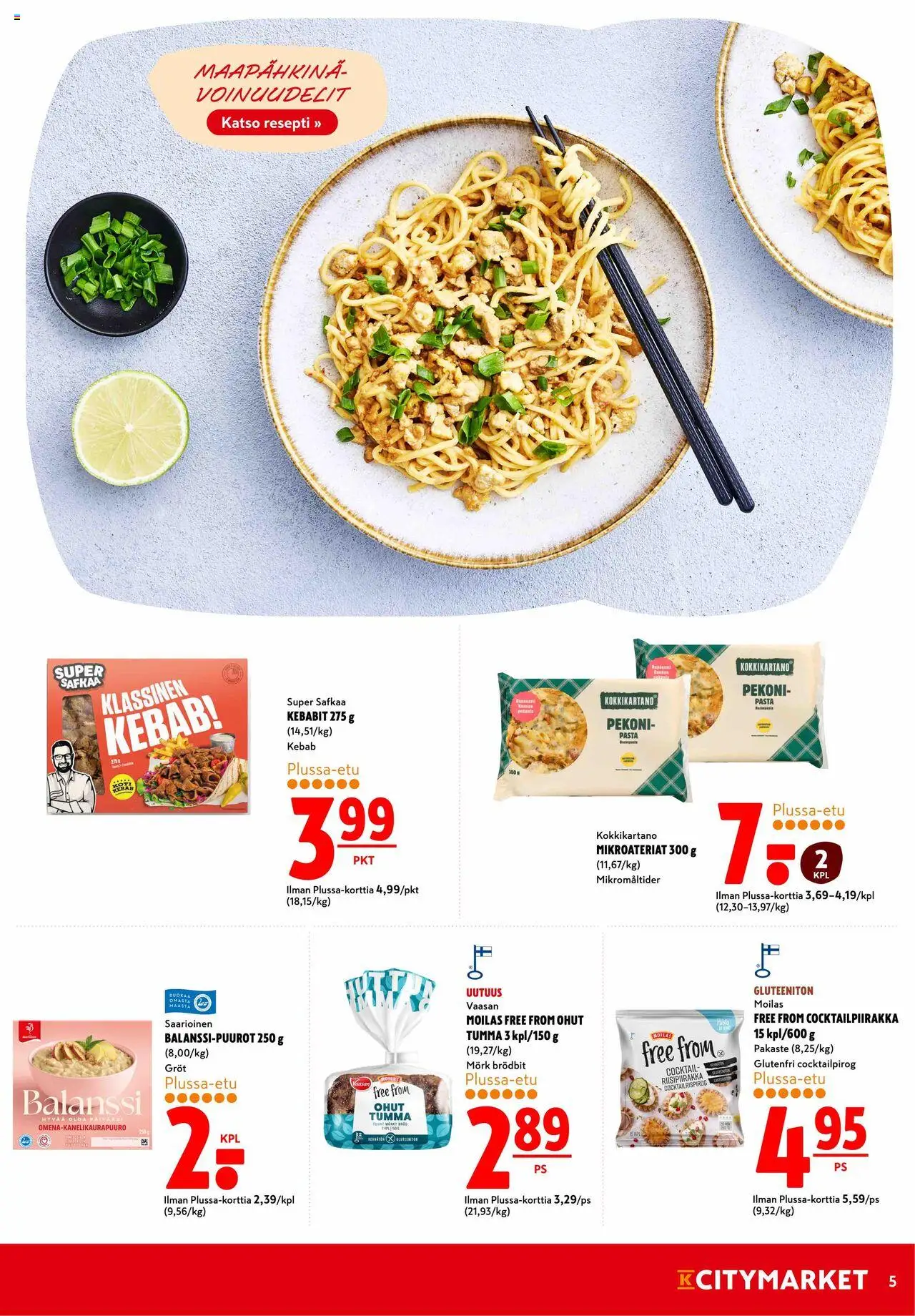 K-Citymarket tarjoukset – voimassa 08.09.2025 alkaen | Sivu: 5 | Tuotteet: Pekoni, Pasta